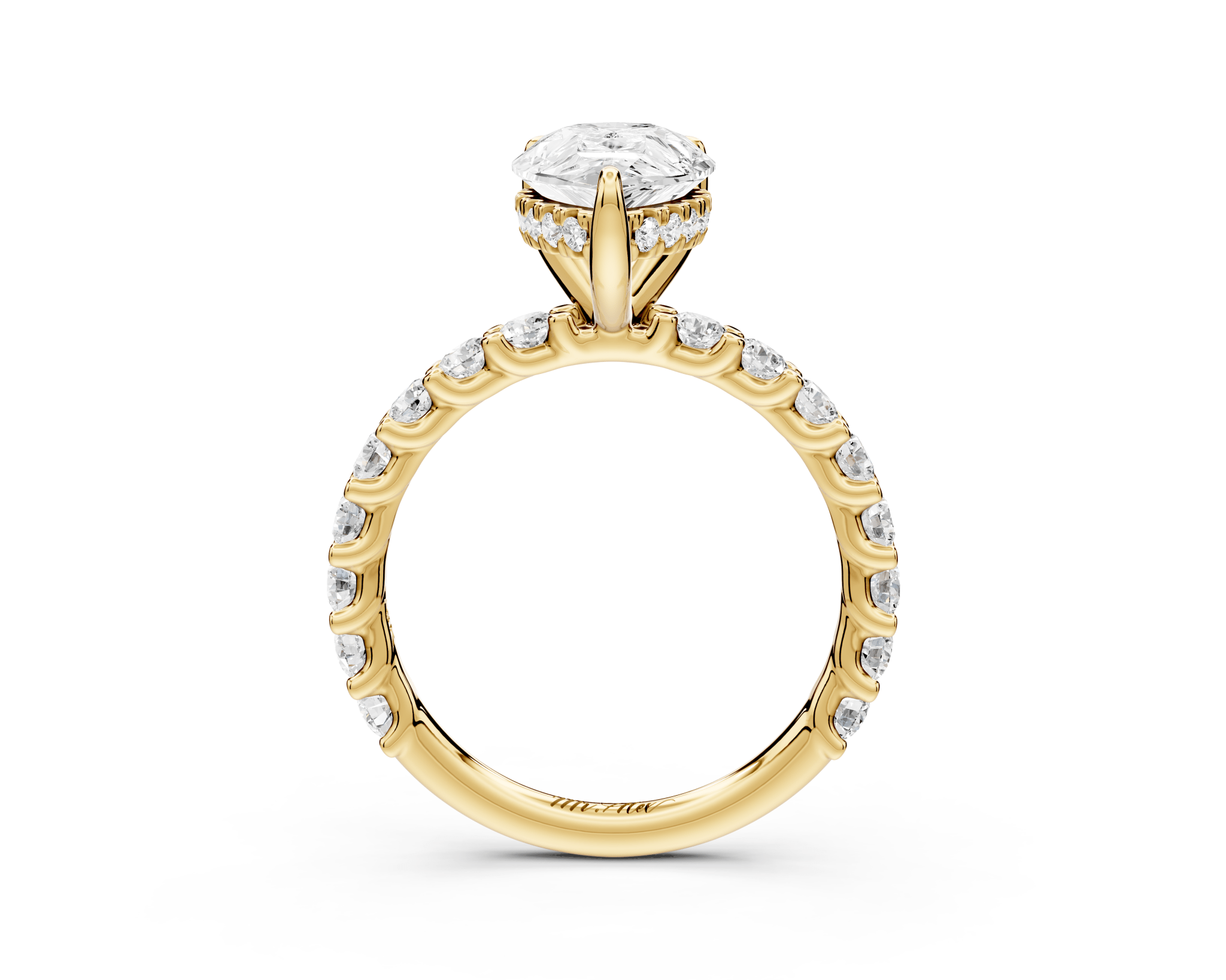 Pear Shape Diamond Engagement Ring with Pave Band (AJ128P) - Mr. Alex Jewelry