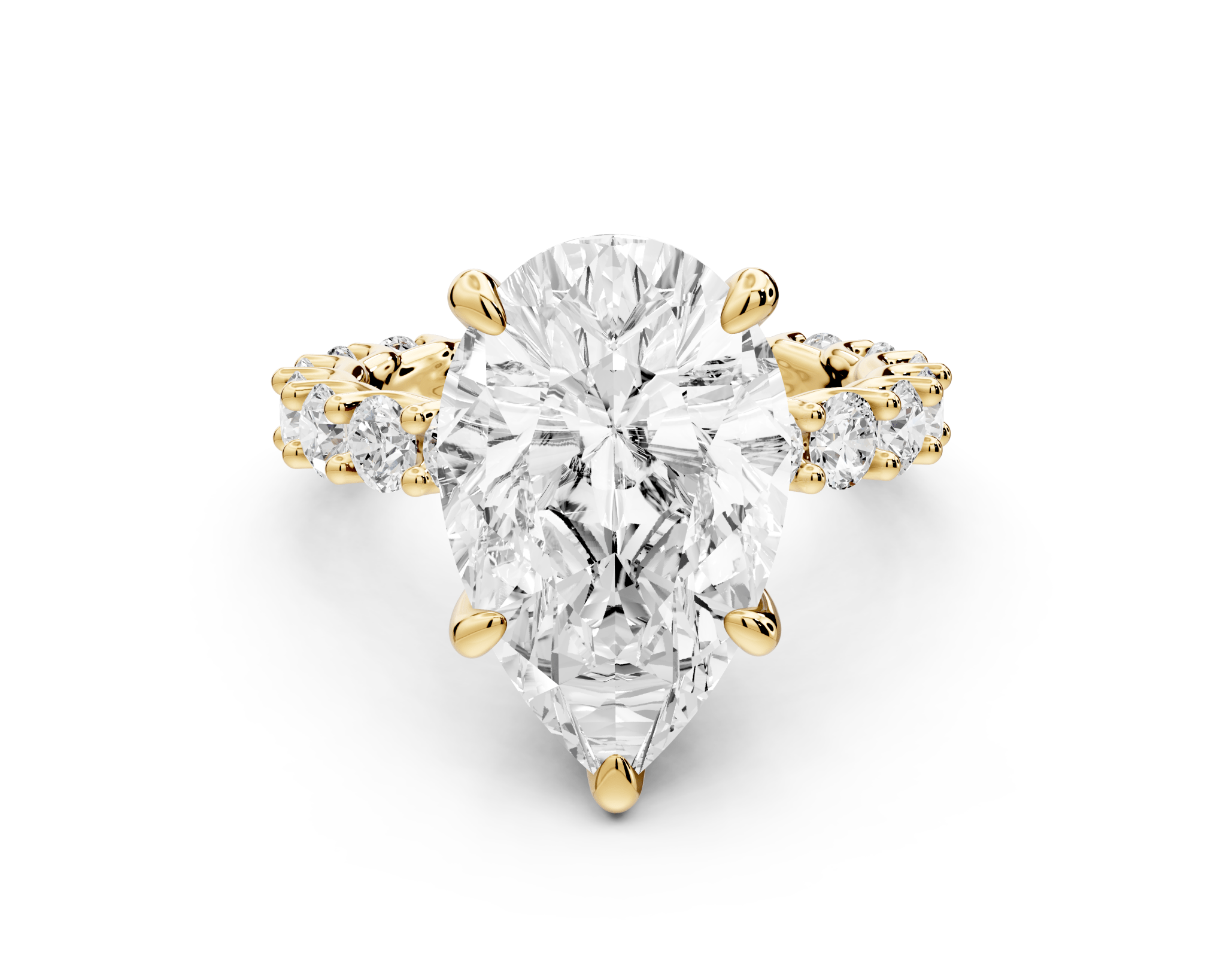 Pear Shape Diamond Engagement Ring with Pave Band (AJ128P) - Mr. Alex Jewelry