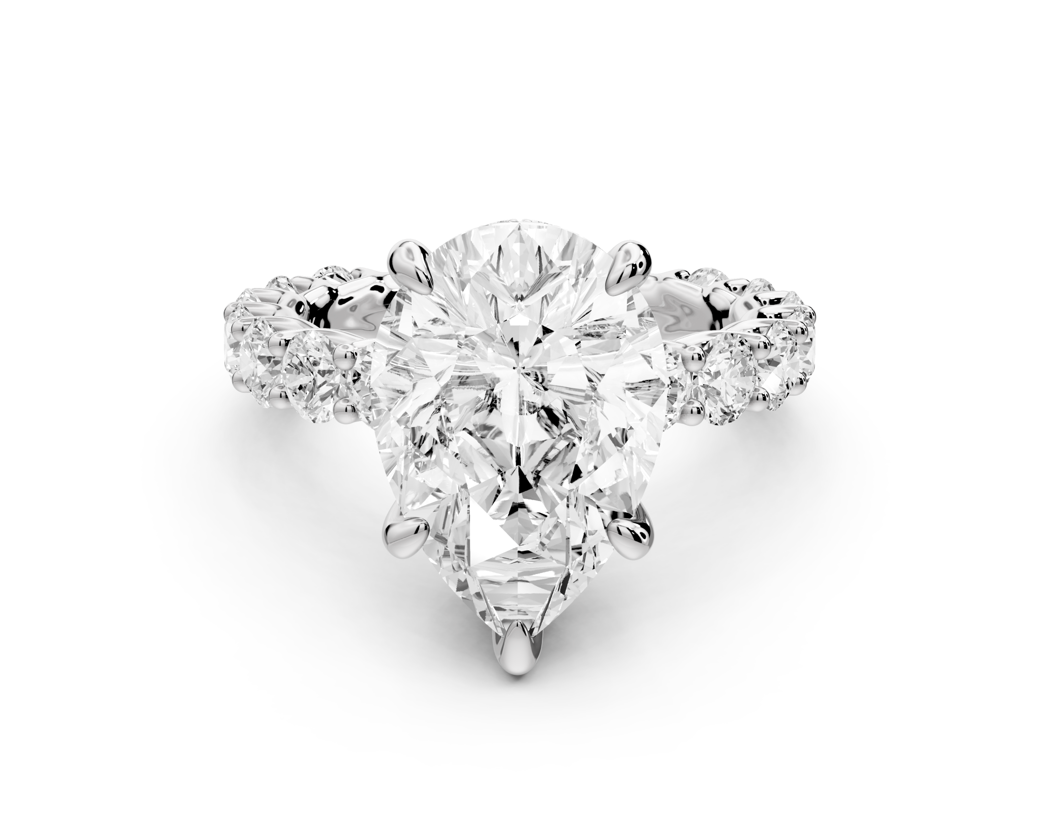 Pear Shape Diamond Engagement Ring with Pave Band (AJ128P) - Mr. Alex Jewelry