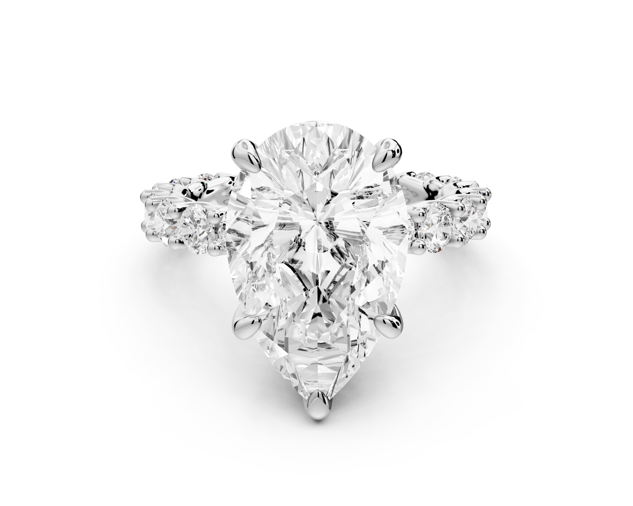 Pear Shape Diamond Engagement Ring with Pave Band (AJ128P) - Mr. Alex Jewelry