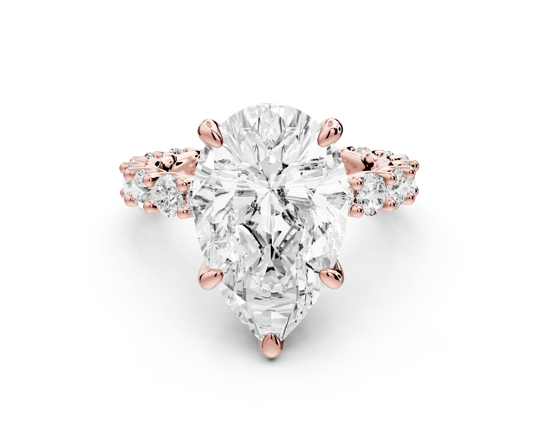 Pear Shape Diamond Engagement Ring with Pave Band (AJ128P) - Mr. Alex Jewelry