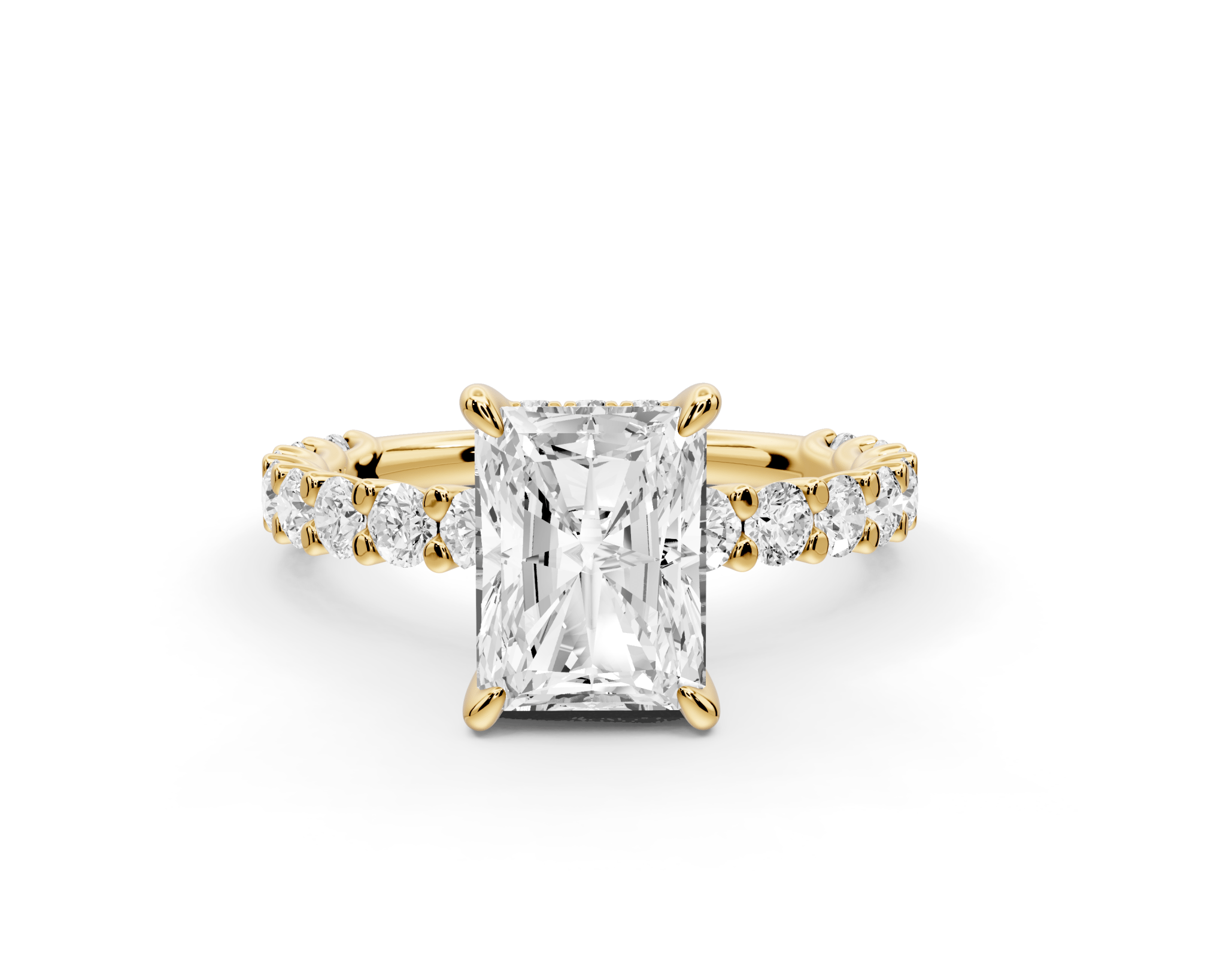 Radiant Cut Diamond Engagement Ring with Diamond Band (AJ128RA) - Mr. Alex Jewelry
