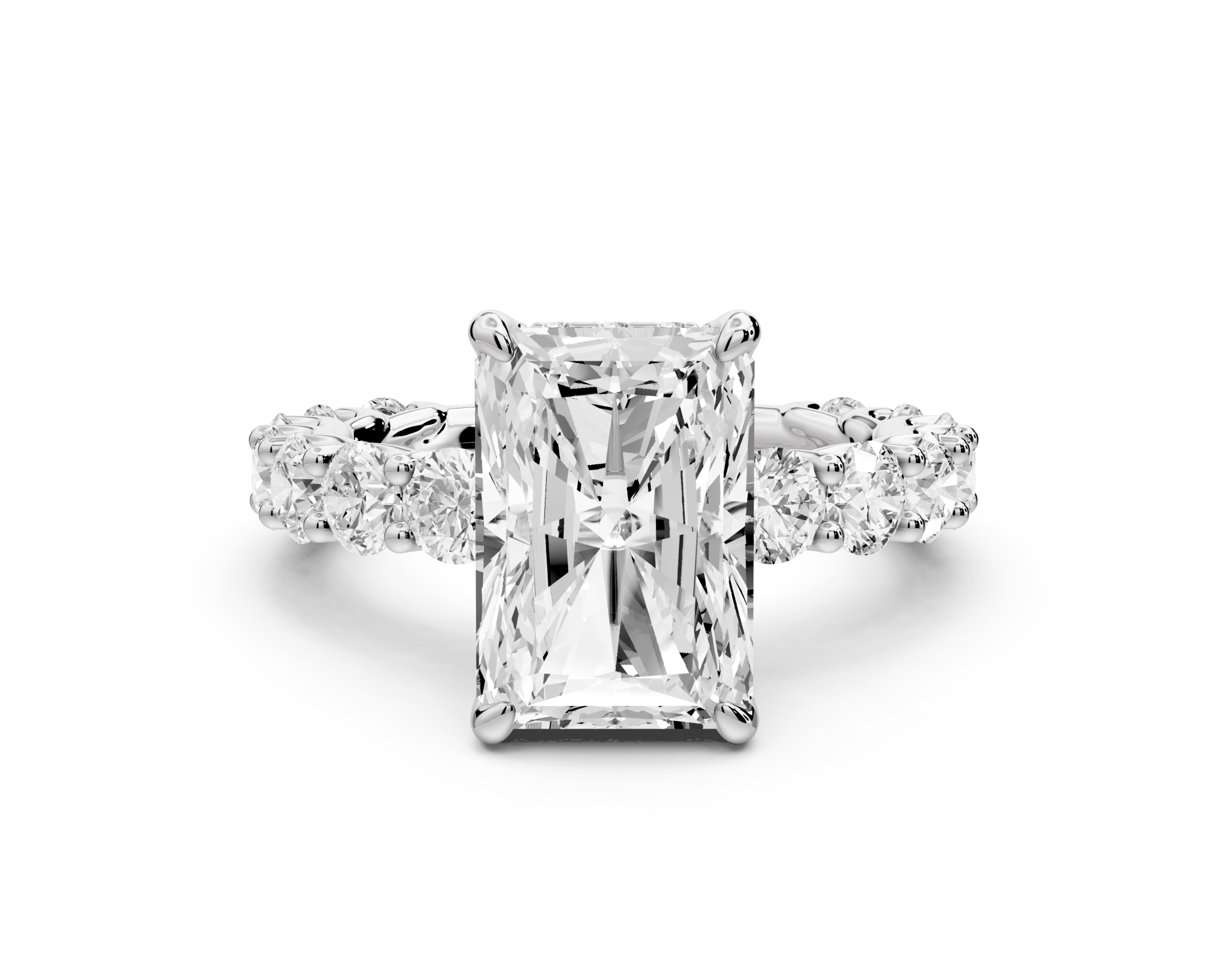 Radiant Cut Diamond Engagement Ring with Diamond Band (AJ128RA) - Mr. Alex Jewelry