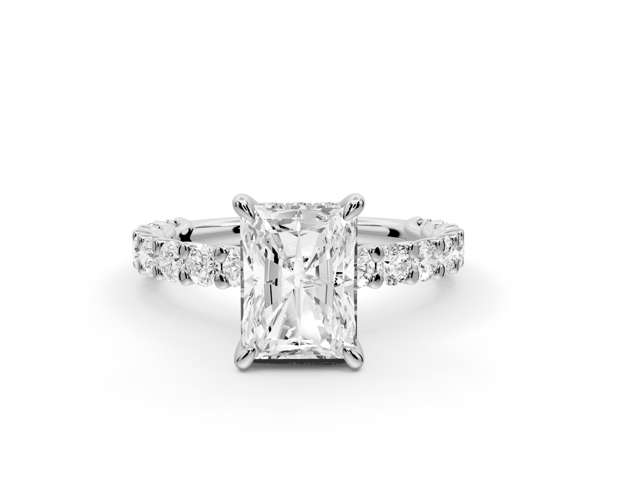 Radiant Cut Diamond Engagement Ring with Diamond Band (AJ128RA) - Mr. Alex Jewelry