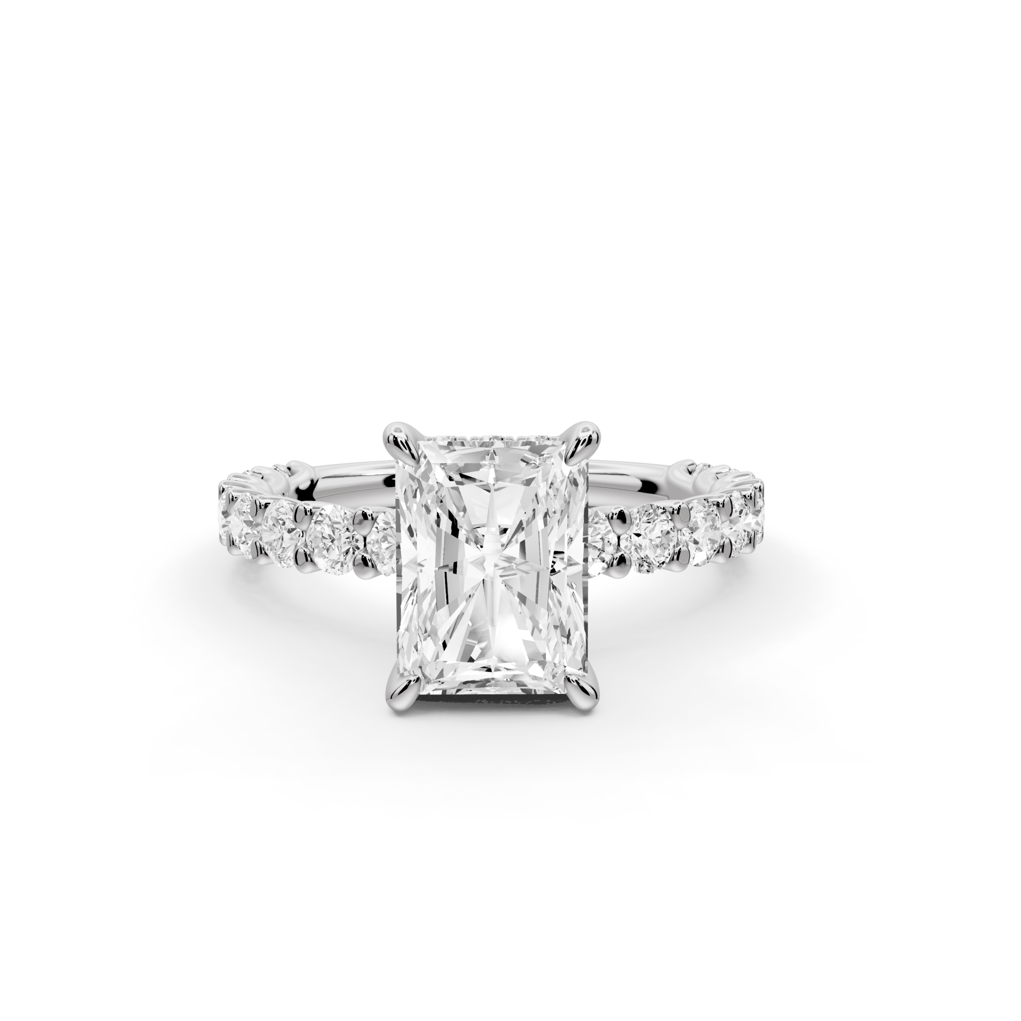 Radiant Cut Diamond Engagement Ring with Diamond Band (AJ128RA) - Mr. Alex Jewelry