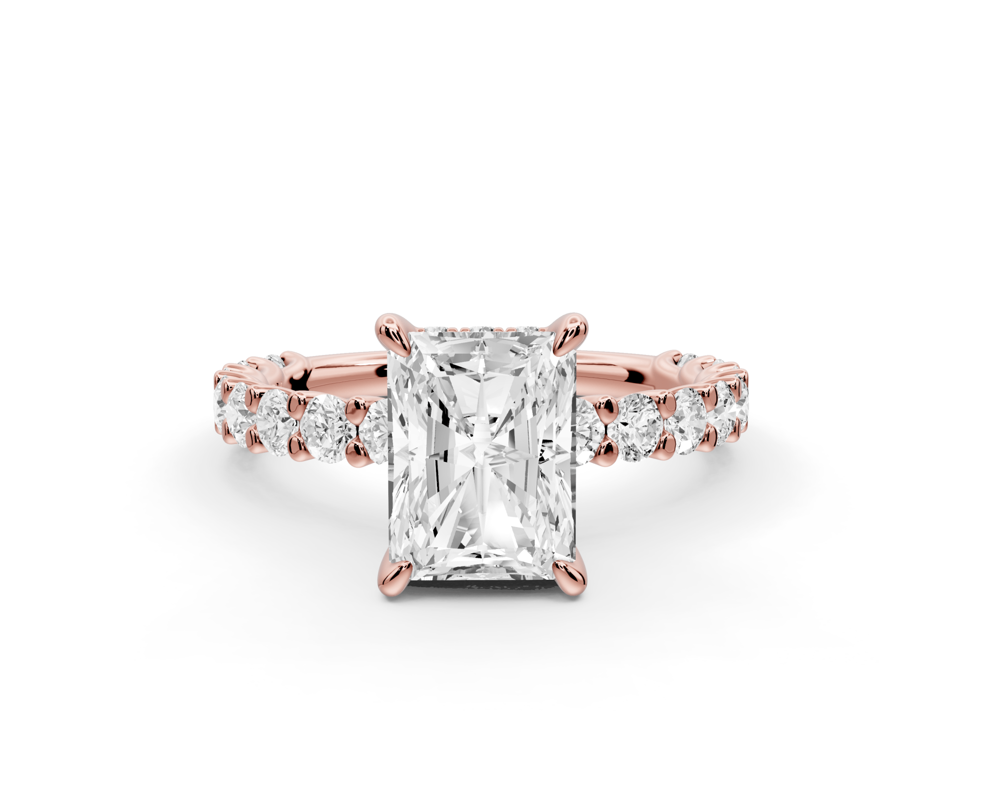 Radiant Cut Diamond Engagement Ring with Diamond Band (AJ128RA) - Mr. Alex Jewelry