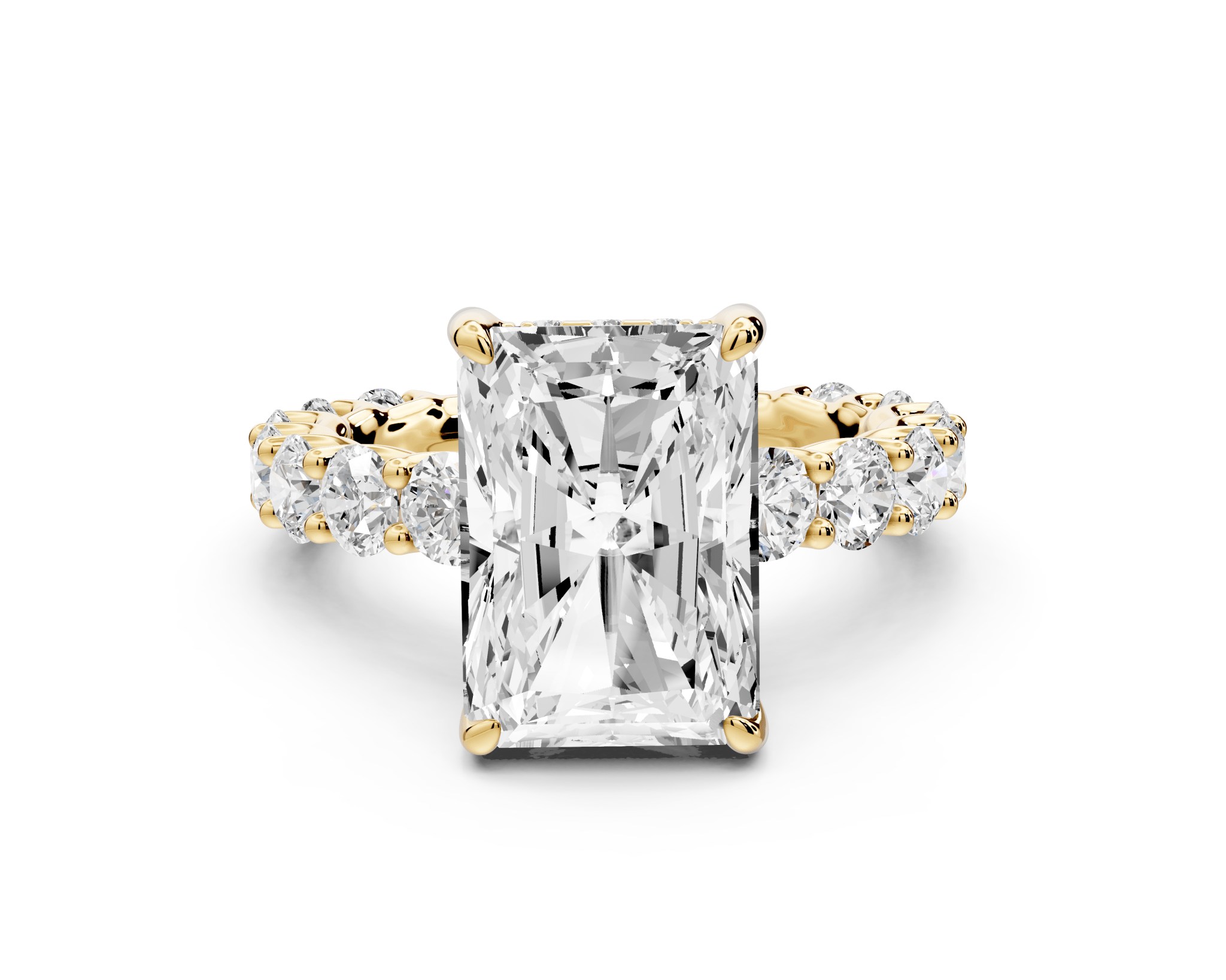 Radiant Cut Diamond Engagement Ring with Diamond Band (AJ128RA) - Mr. Alex Jewelry