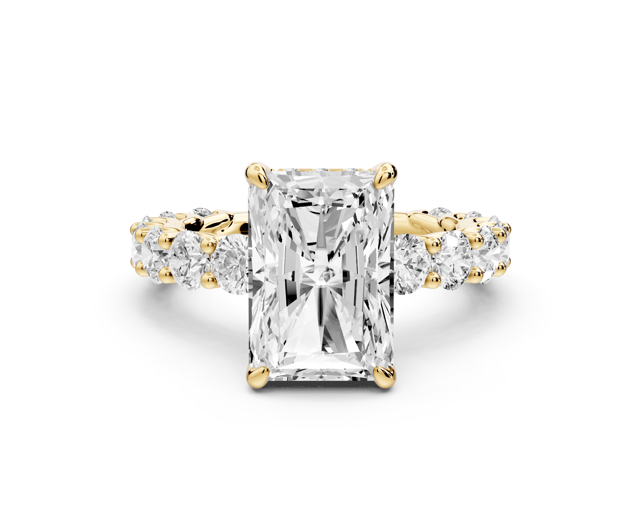 Radiant Cut Diamond Engagement Ring with Diamond Band (AJ128RA) - Mr. Alex Jewelry