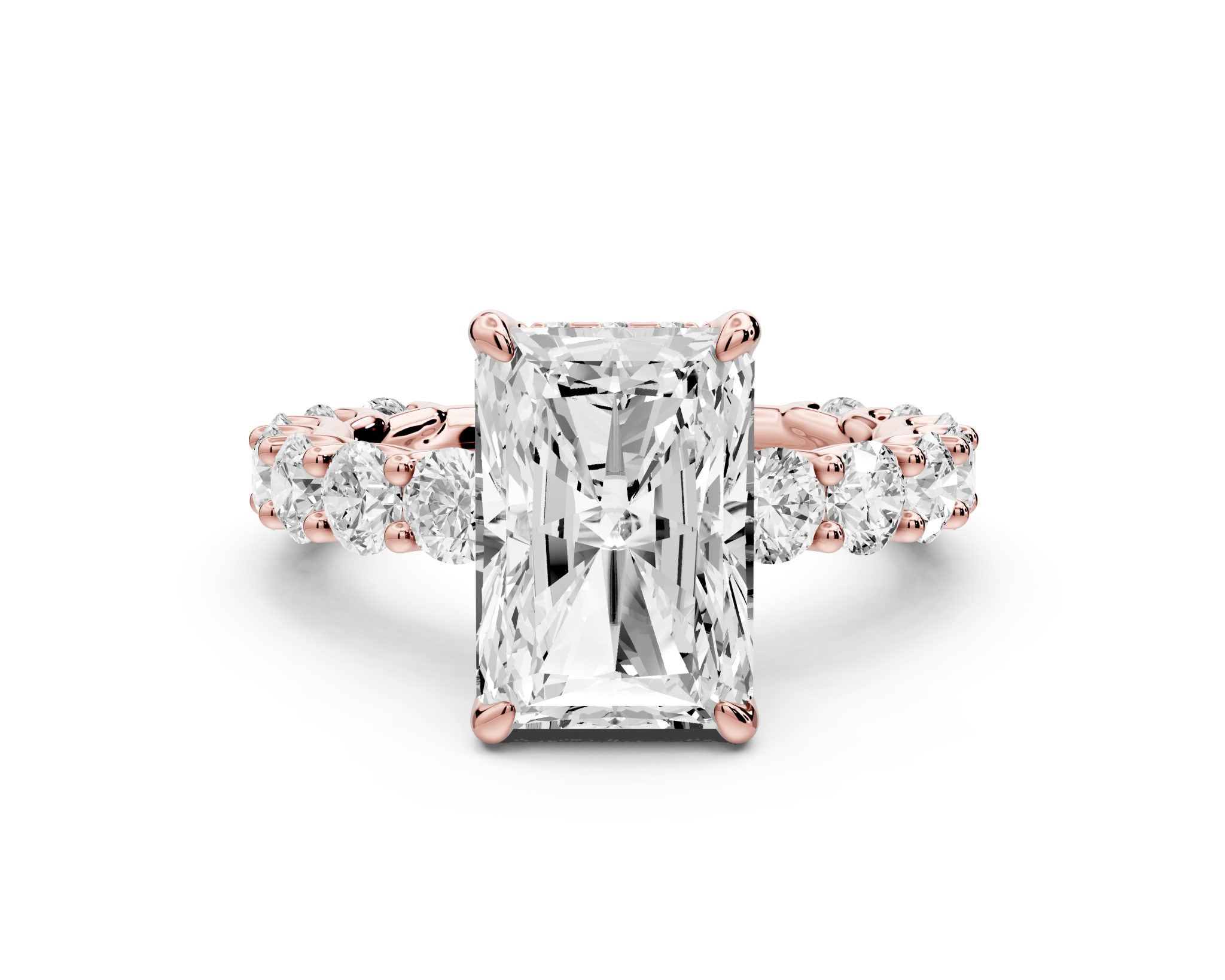 Radiant Cut Diamond Engagement Ring with Diamond Band (AJ128RA) - Mr. Alex Jewelry
