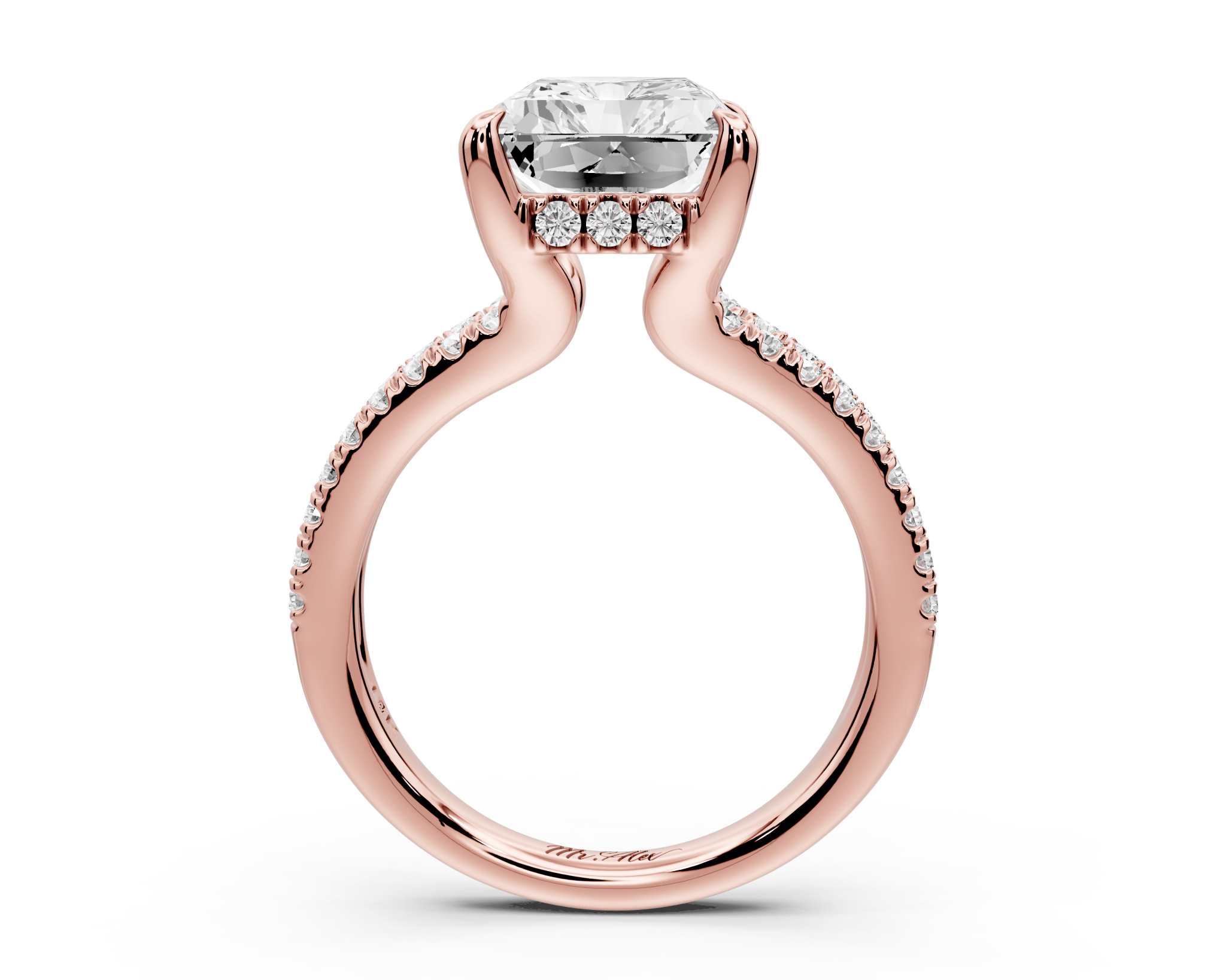 Radiant Cut Diamond Engagement Ring with Double Pavé Band ( AJ103RA) - Mr. Alex Jewelry