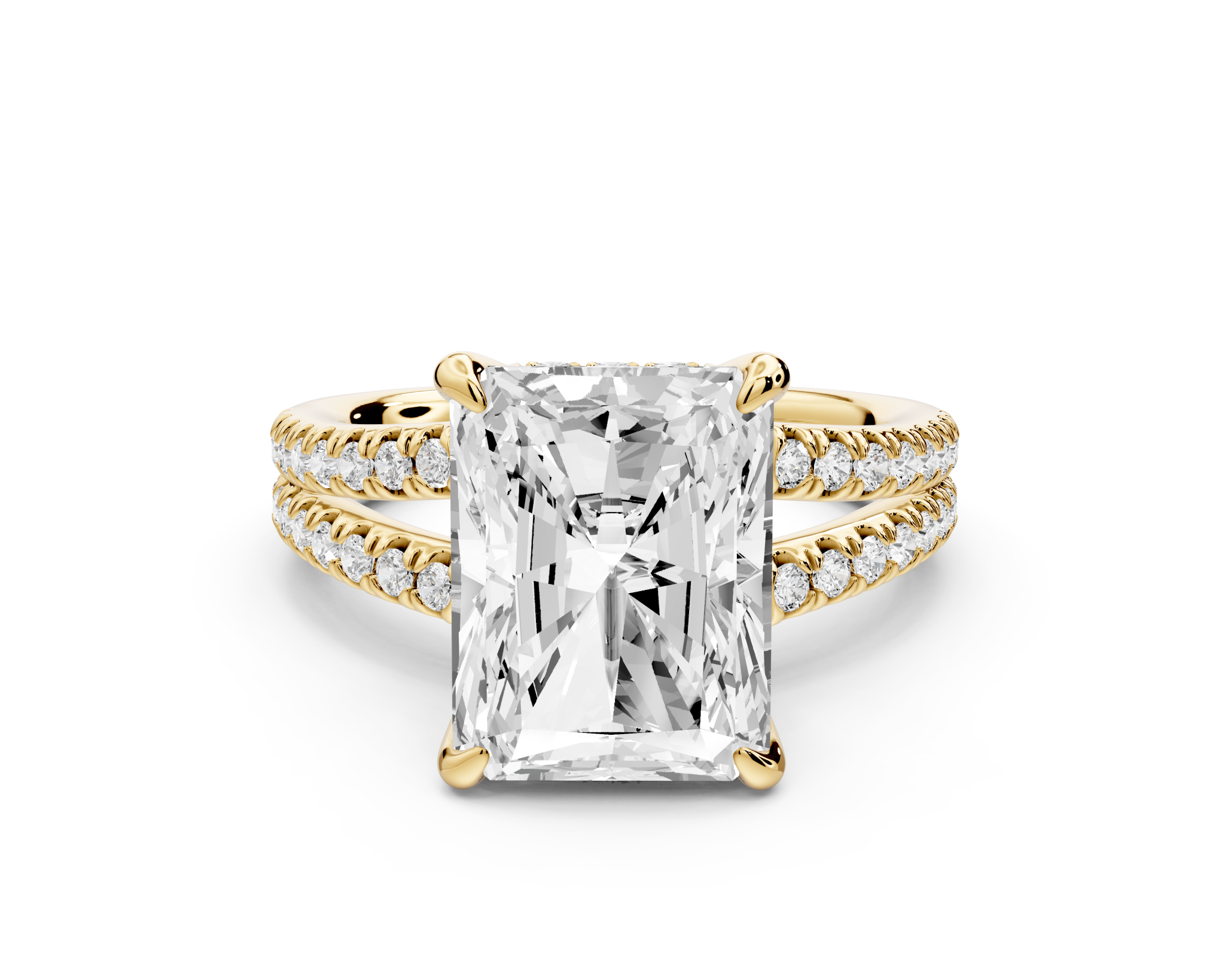 Radiant Cut Diamond Engagement Ring with Double Pavé Band ( AJ103RA) - Mr. Alex Jewelry