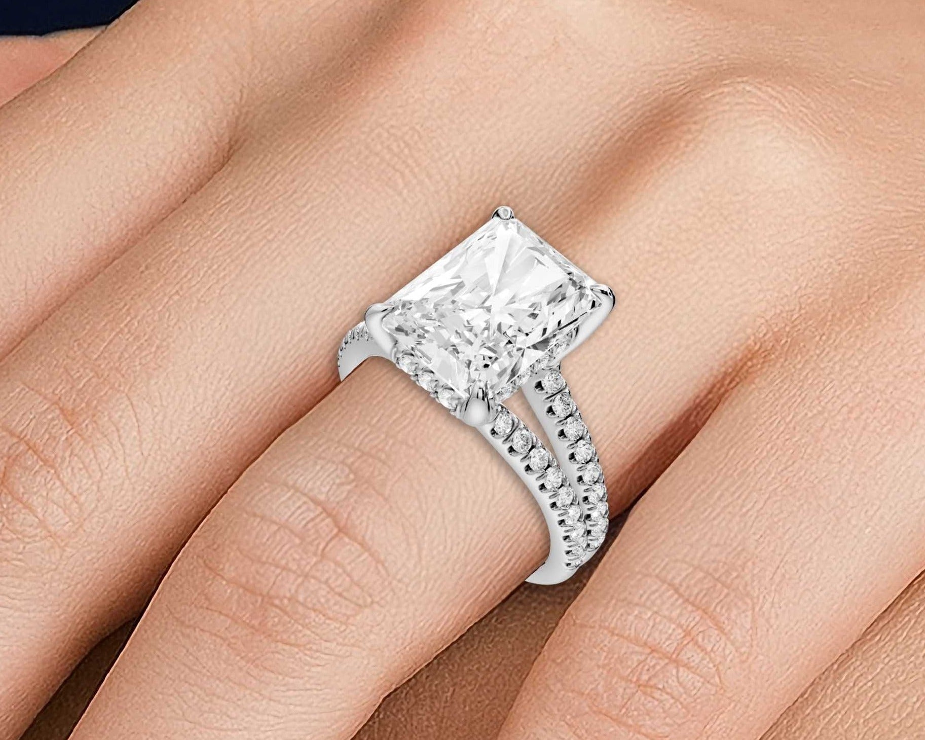 Radiant Cut Diamond Engagement Ring with Double Pavé Band ( AJ103RA) - Mr. Alex Jewelry