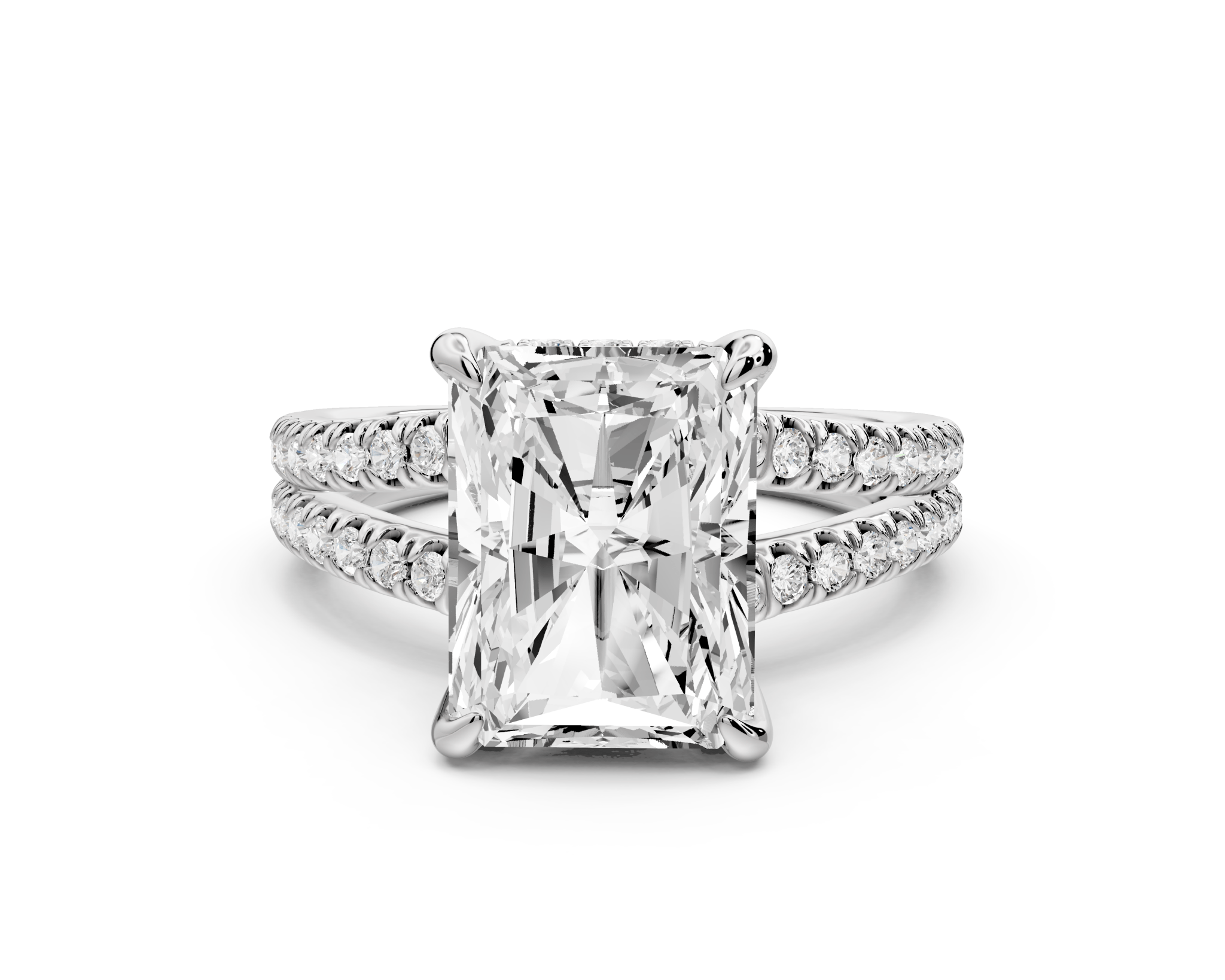 Radiant Cut Diamond Engagement Ring with Double Pavé Band ( AJ103RA) - Mr. Alex Jewelry