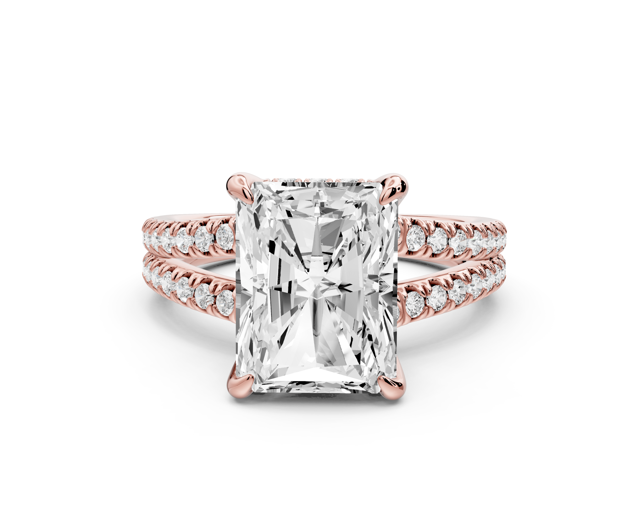 Radiant Cut Diamond Engagement Ring with Double Pavé Band ( AJ103RA) - Mr. Alex Jewelry