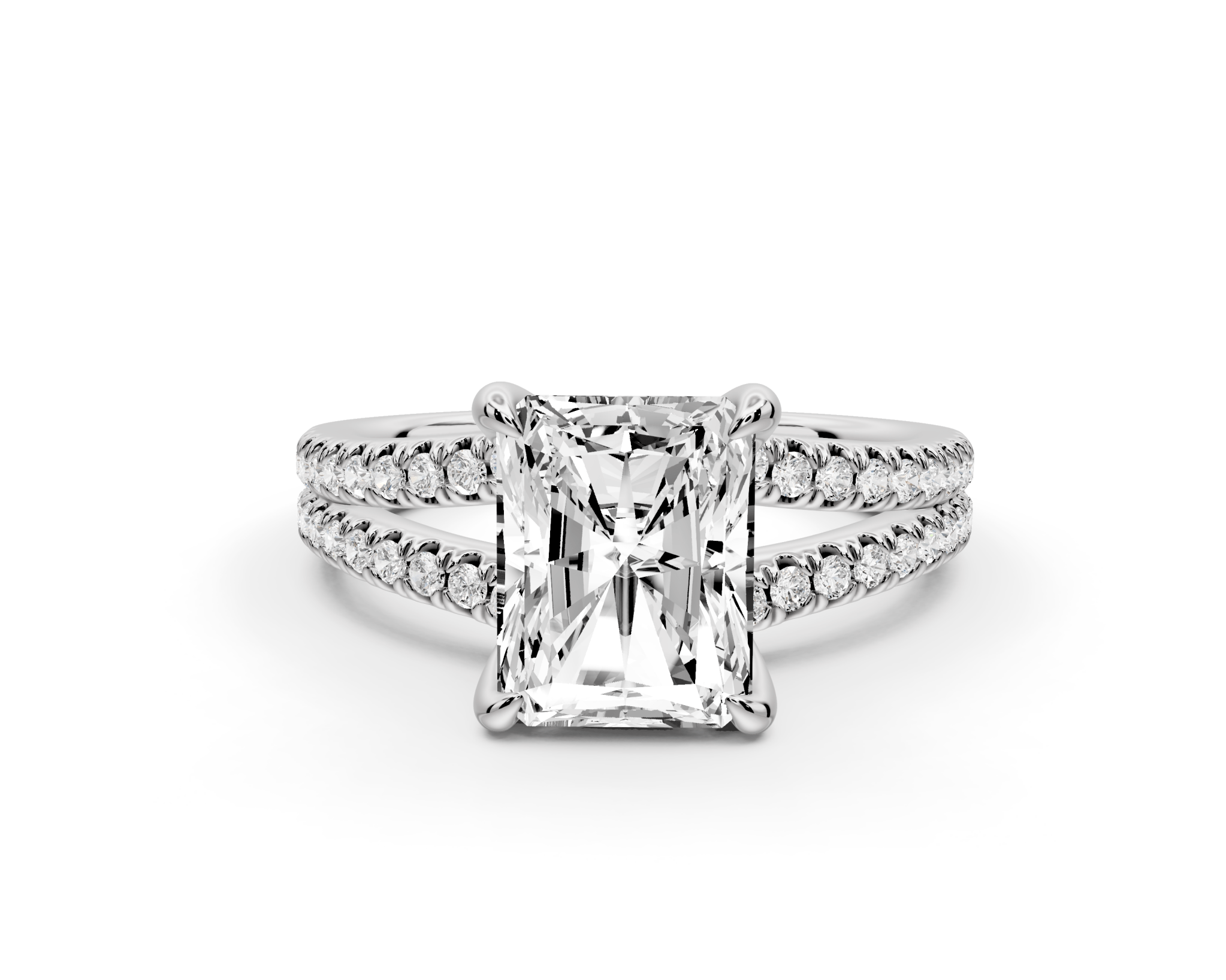 Radiant Cut Diamond Engagement Ring with Double Pavé Band ( AJ103RA) - Mr. Alex Jewelry