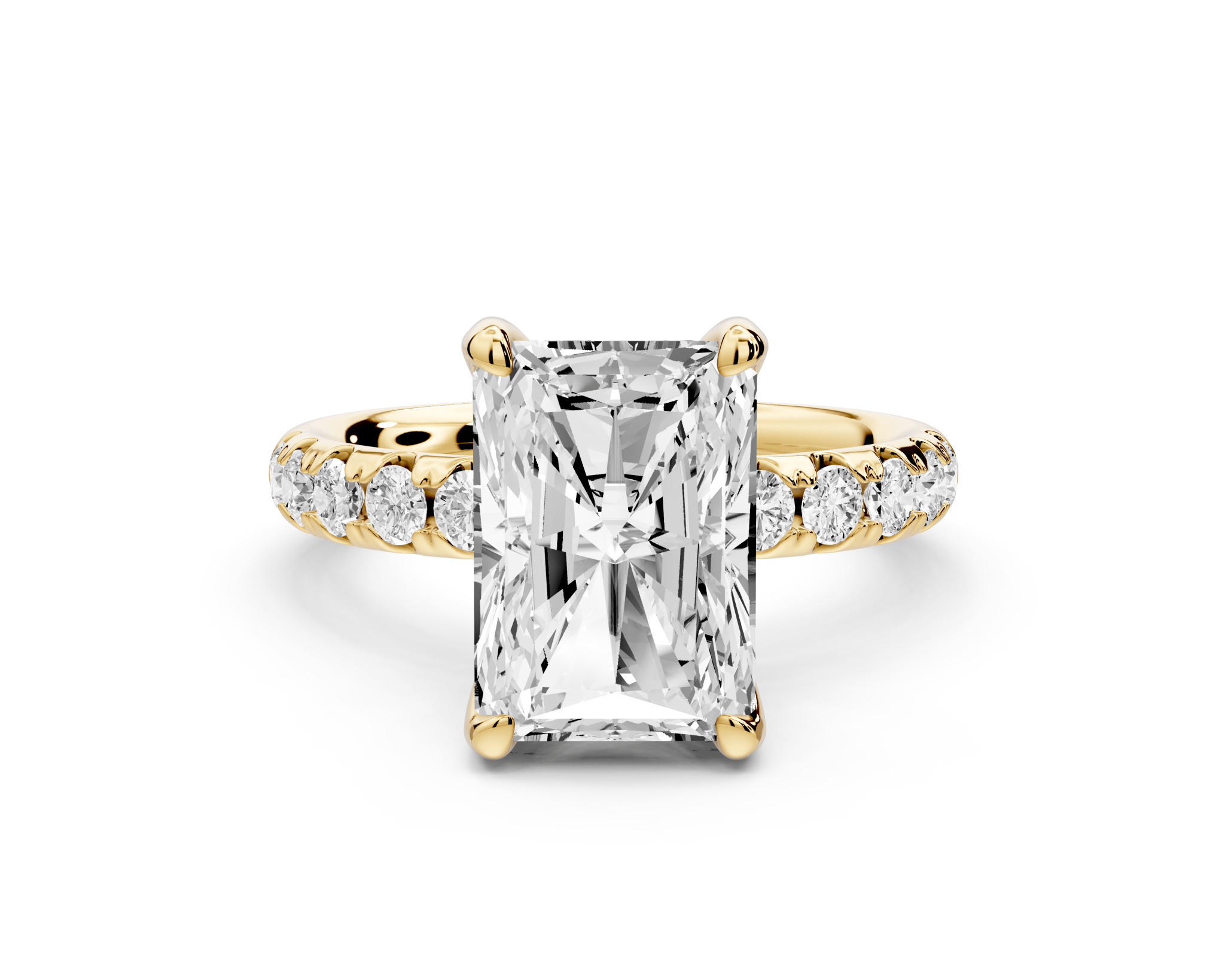 Radiant Cut Diamond Engagement Ring with Pave Band (AJ101RA) - Mr. Alex Jewelry
