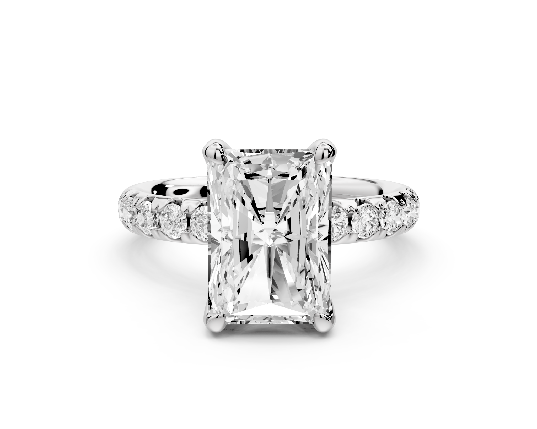 Radiant Cut Diamond Engagement Ring with Pave Band (AJ101RA) - Mr. Alex Jewelry