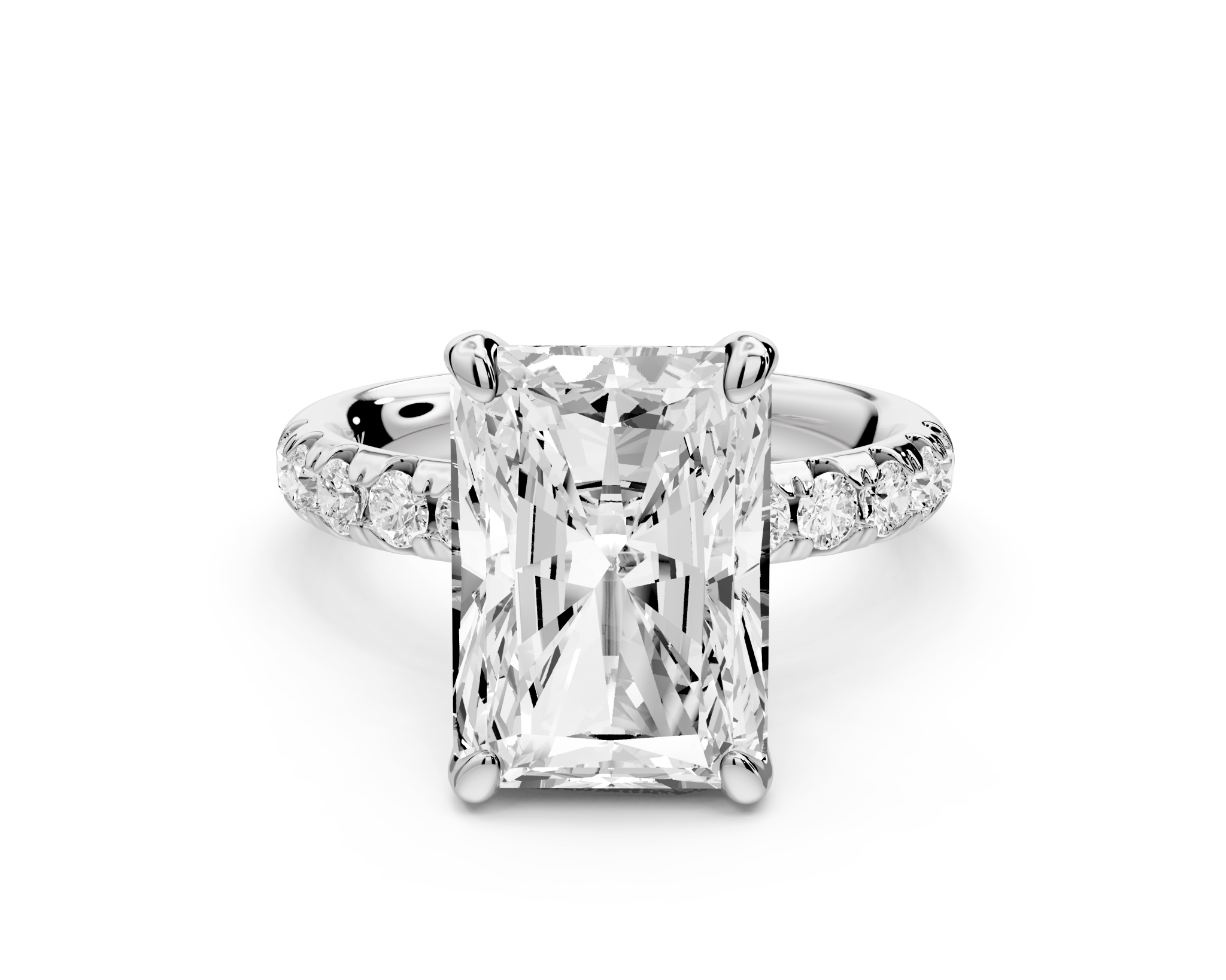Radiant Cut Diamond Engagement Ring with Pave Band (AJ101RA) - Mr. Alex Jewelry