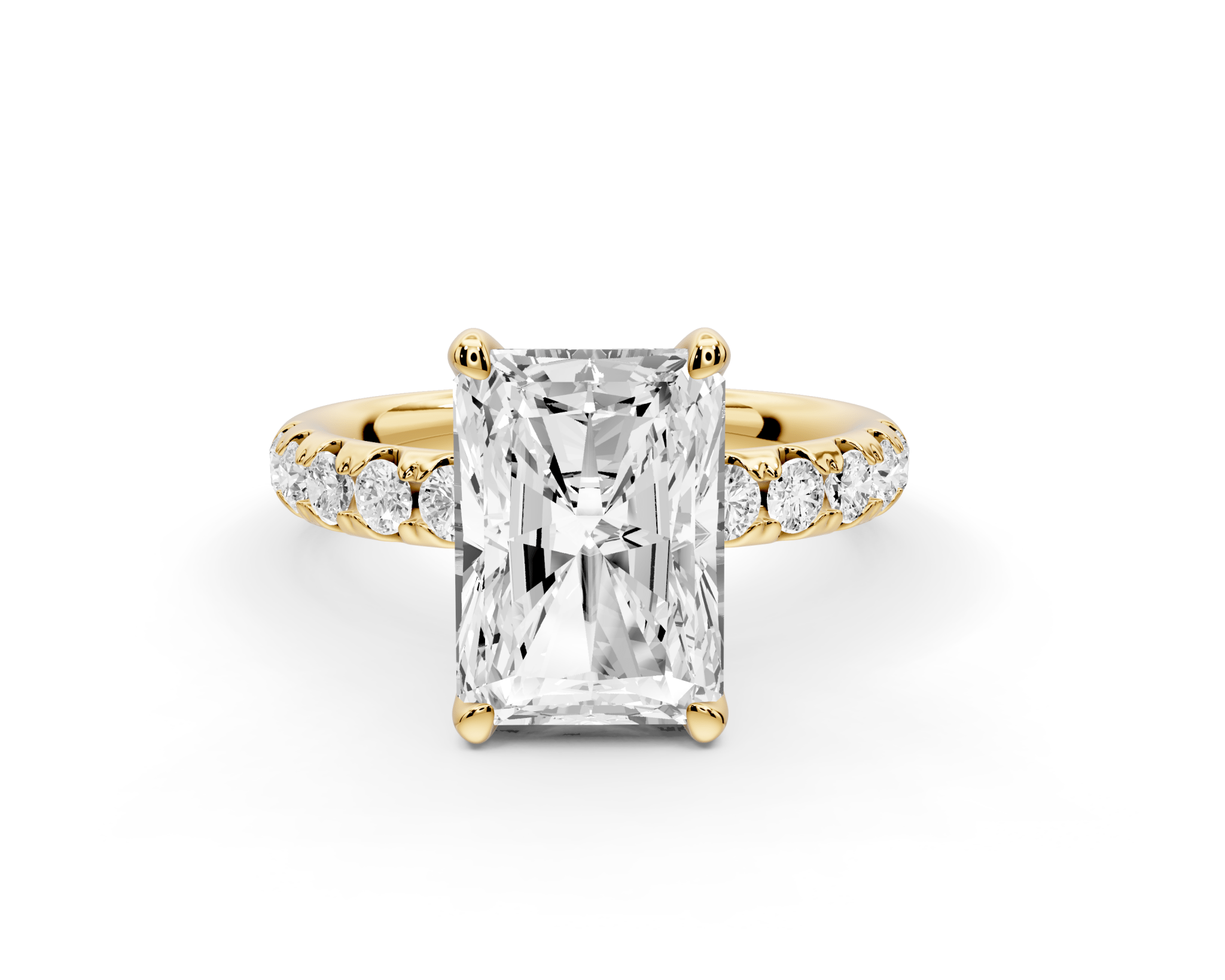 Radiant Cut Diamond Engagement Ring with Pave Band (AJ101RA) - Mr. Alex Jewelry