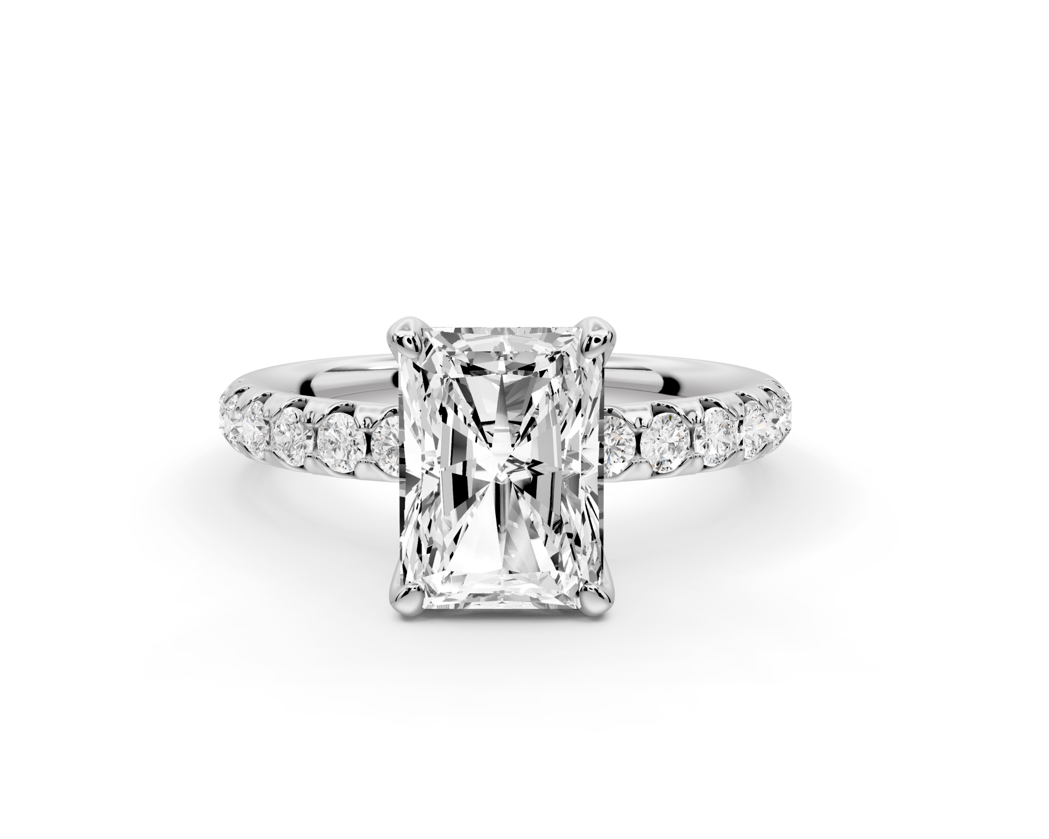 Radiant Cut Diamond Engagement Ring with Pave Band (AJ101RA) - Mr. Alex Jewelry