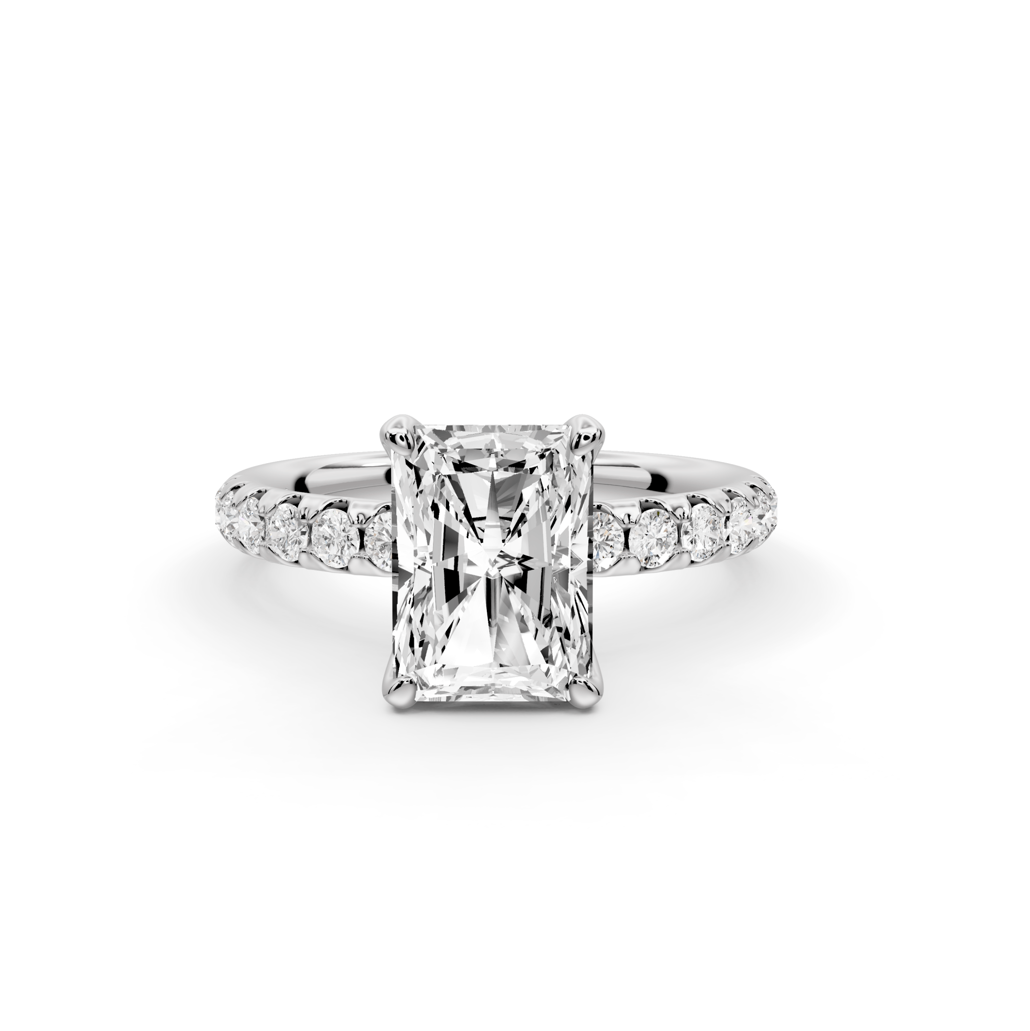 Radiant Cut Diamond Engagement Ring with Pave Band (AJ101RA) - Mr. Alex Jewelry