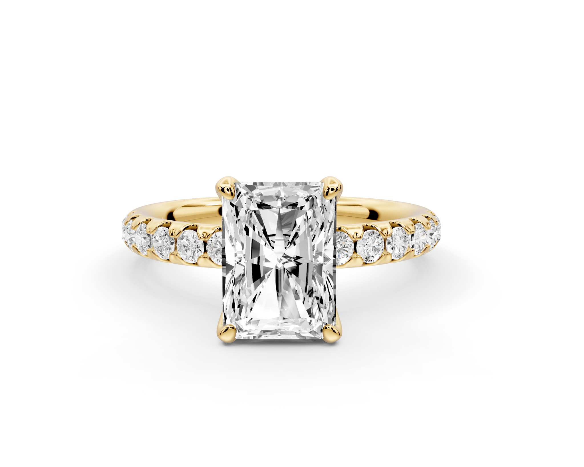 Radiant Cut Diamond Engagement Ring with Pave Band (AJ101RA) - Mr. Alex Jewelry