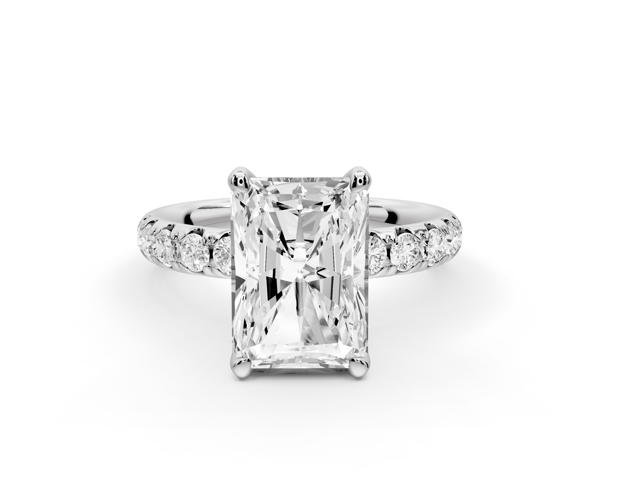 Radiant Cut Diamond Engagement Ring with Pave Band (AJ101RA) - Mr. Alex Jewelry