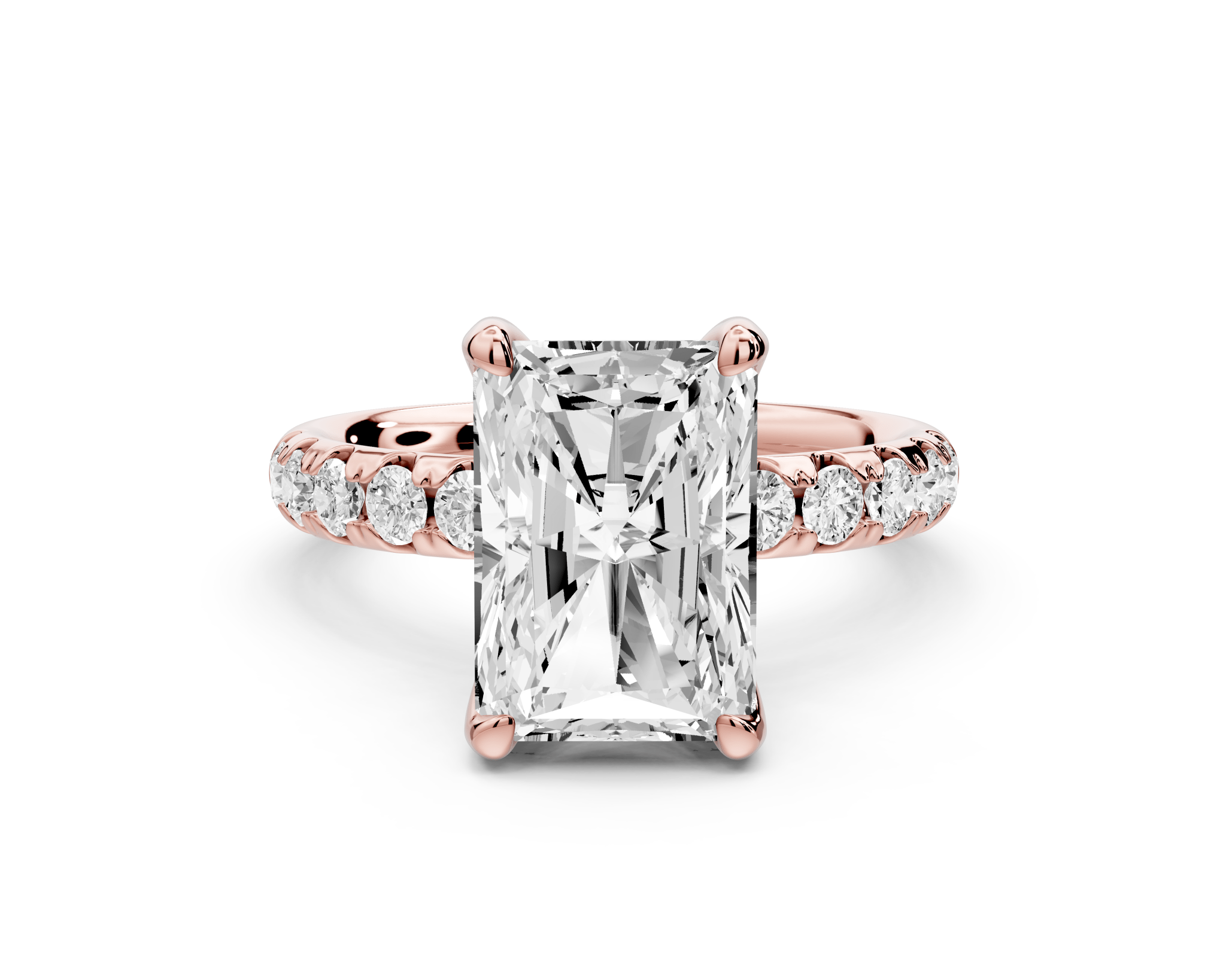 Radiant Cut Diamond Engagement Ring with Pave Band (AJ101RA) - Mr. Alex Jewelry