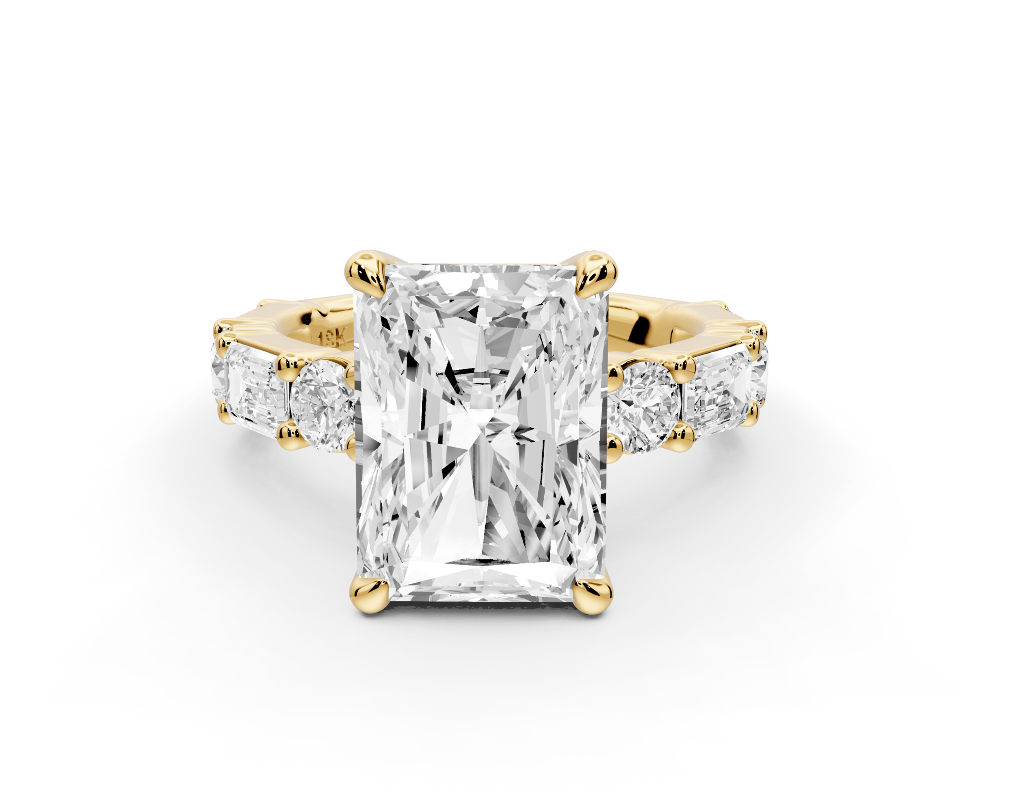 Radiant Cut Diamond Engagement Ring with Side Stones (AJ102RA) - Mr. Alex Jewelry