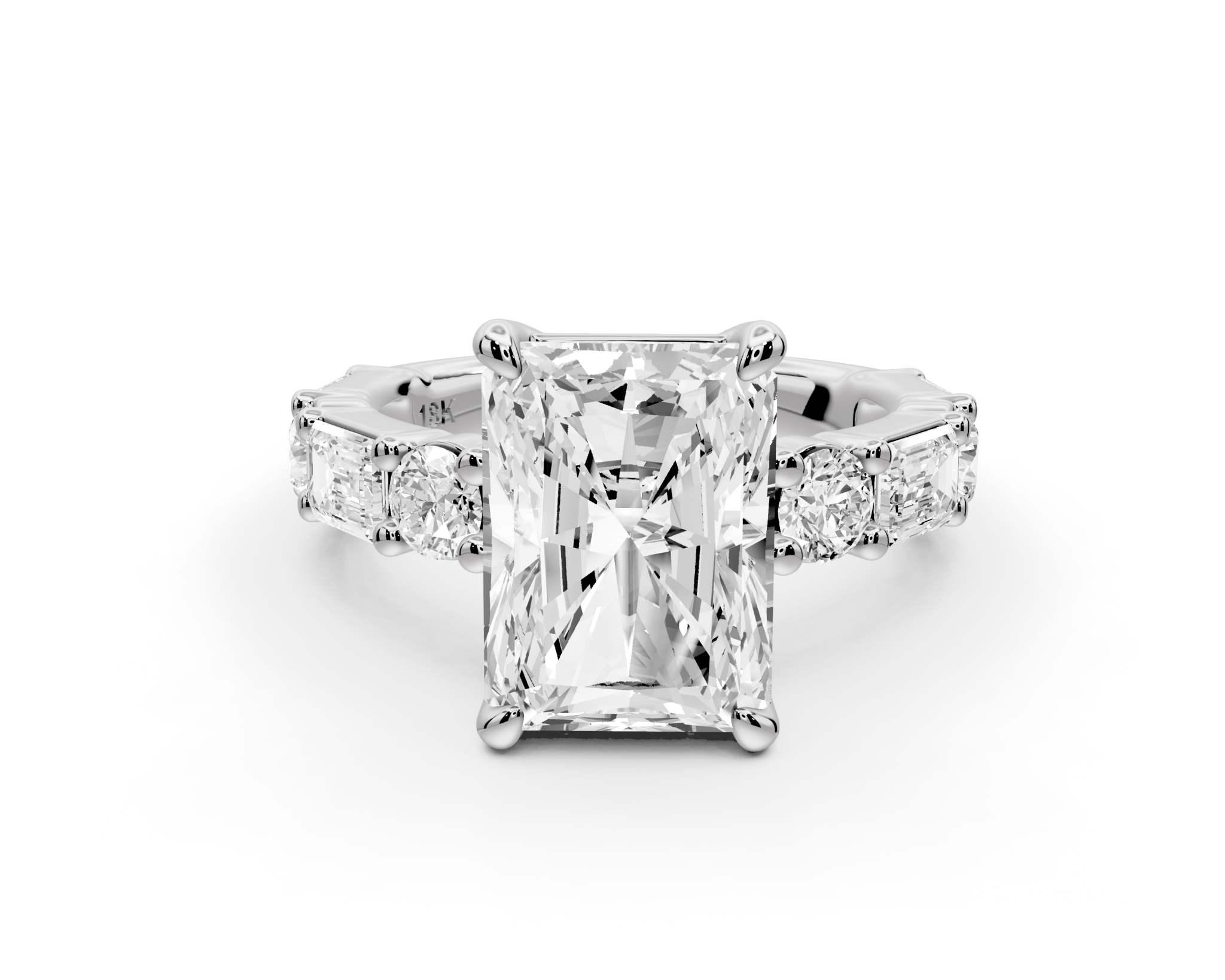 Radiant Cut Diamond Engagement Ring with Side Stones (AJ102RA) - Mr. Alex Jewelry
