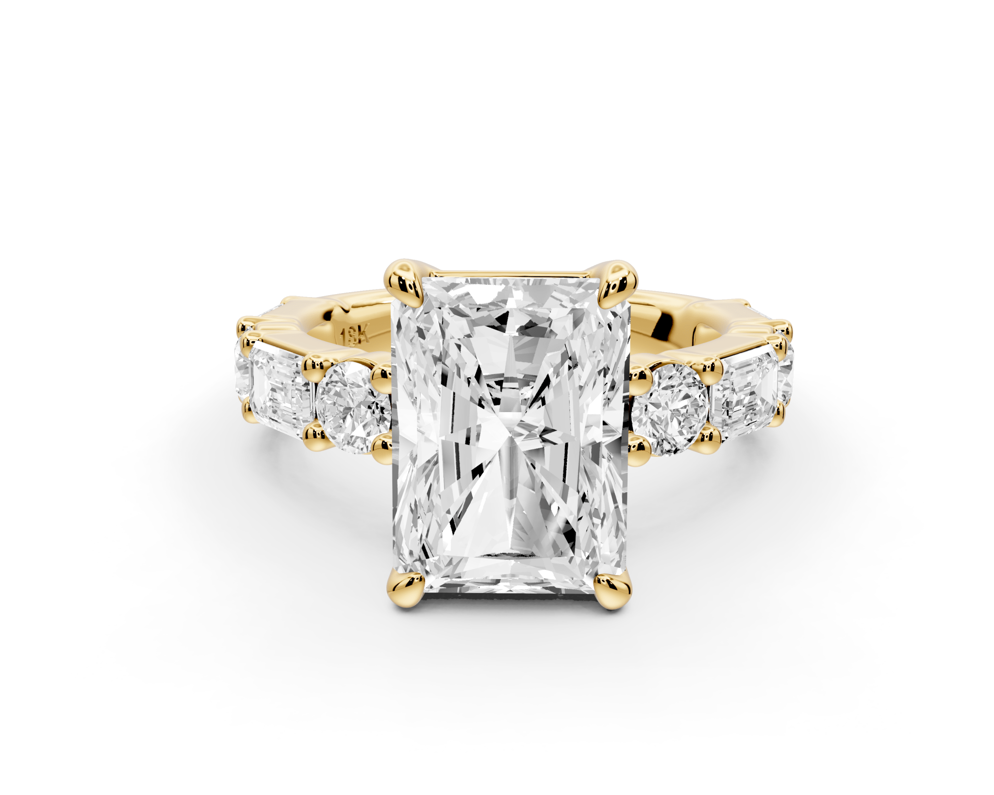 Radiant Cut Diamond Engagement Ring with Side Stones (AJ102RA) - Mr. Alex Jewelry