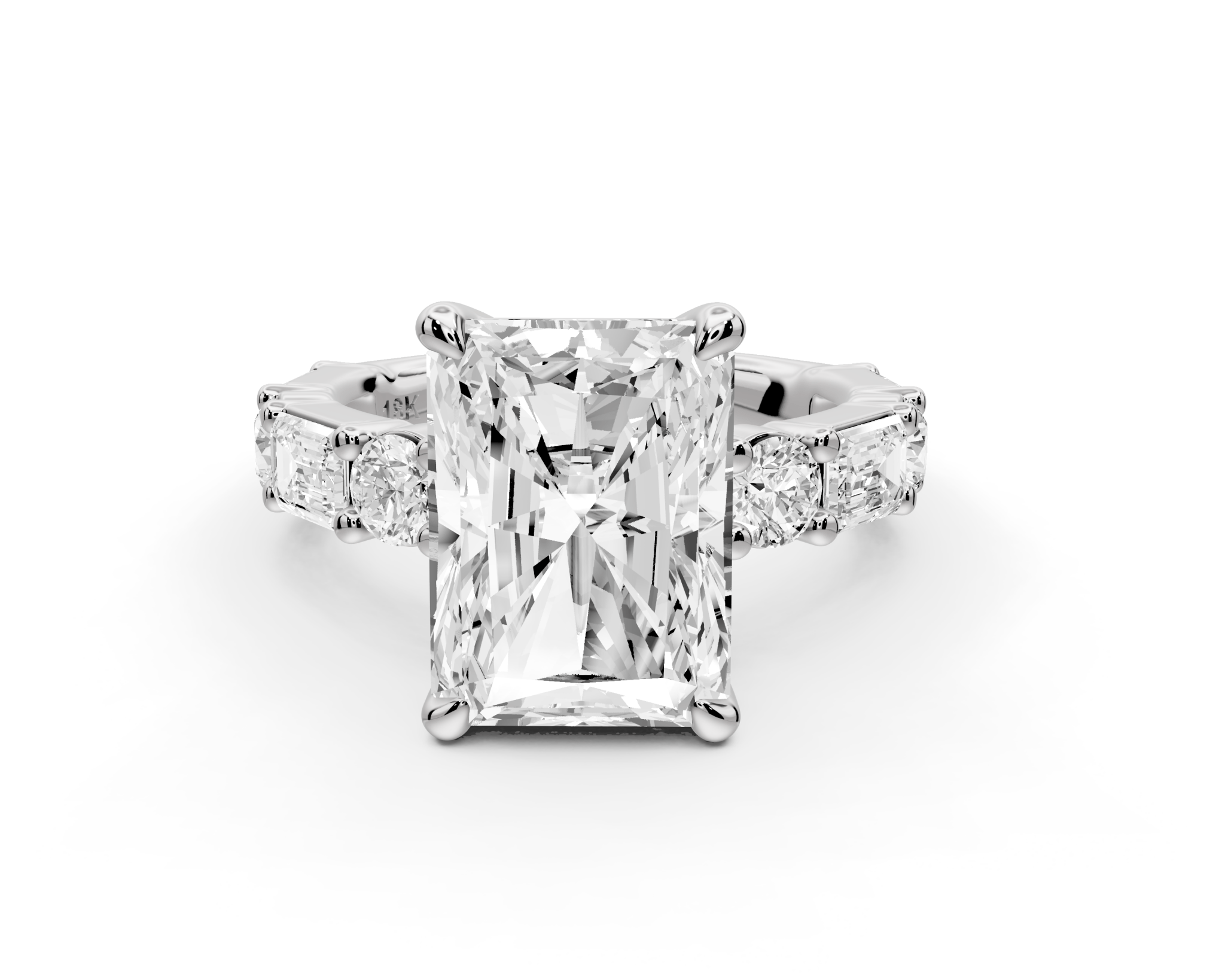 Radiant Cut Diamond Engagement Ring with Side Stones (AJ102RA) - Mr. Alex Jewelry