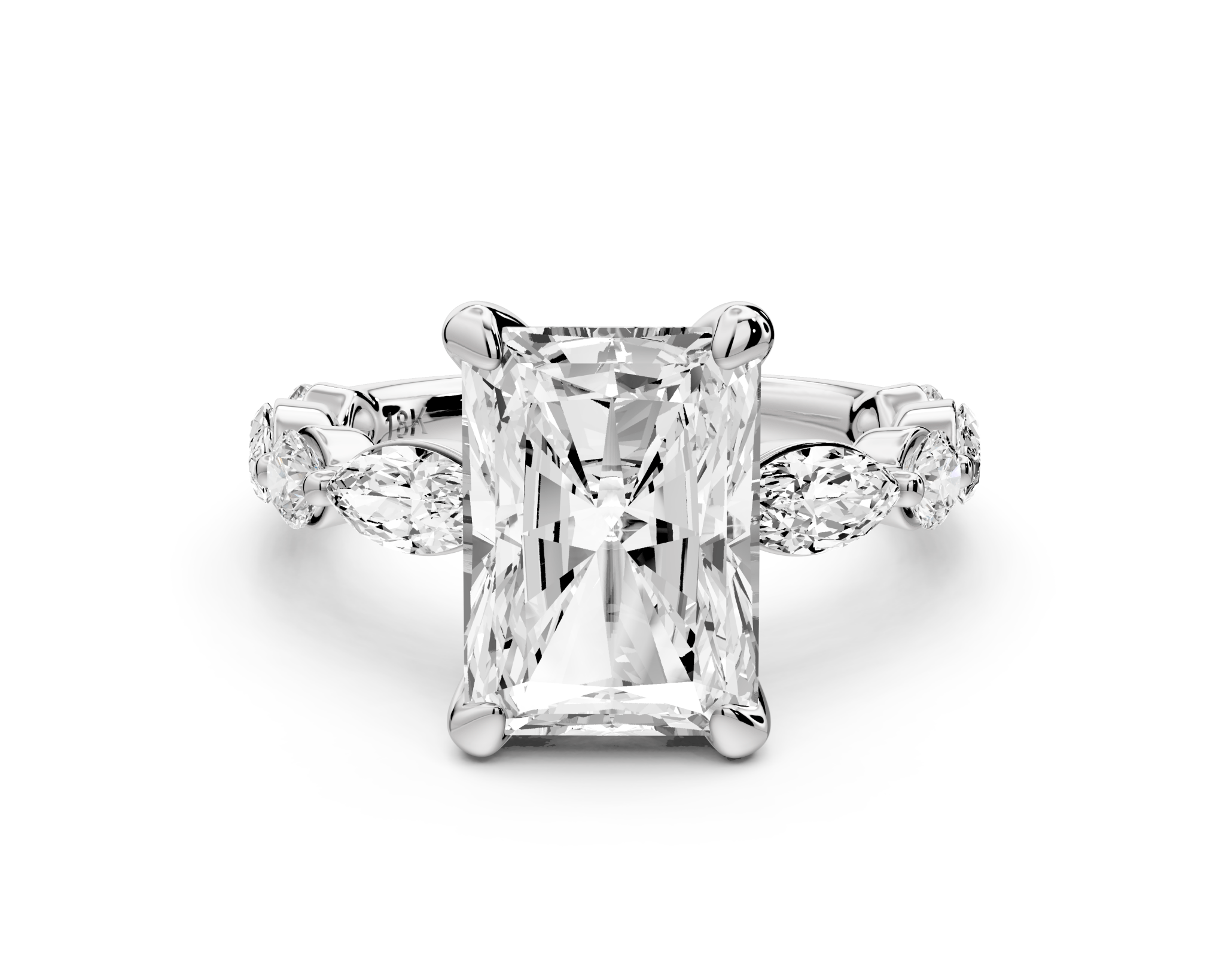 Radiant Cut Diamond Engagement Ring with Side Stones ( AJ107RA) - Mr. Alex Jewelry