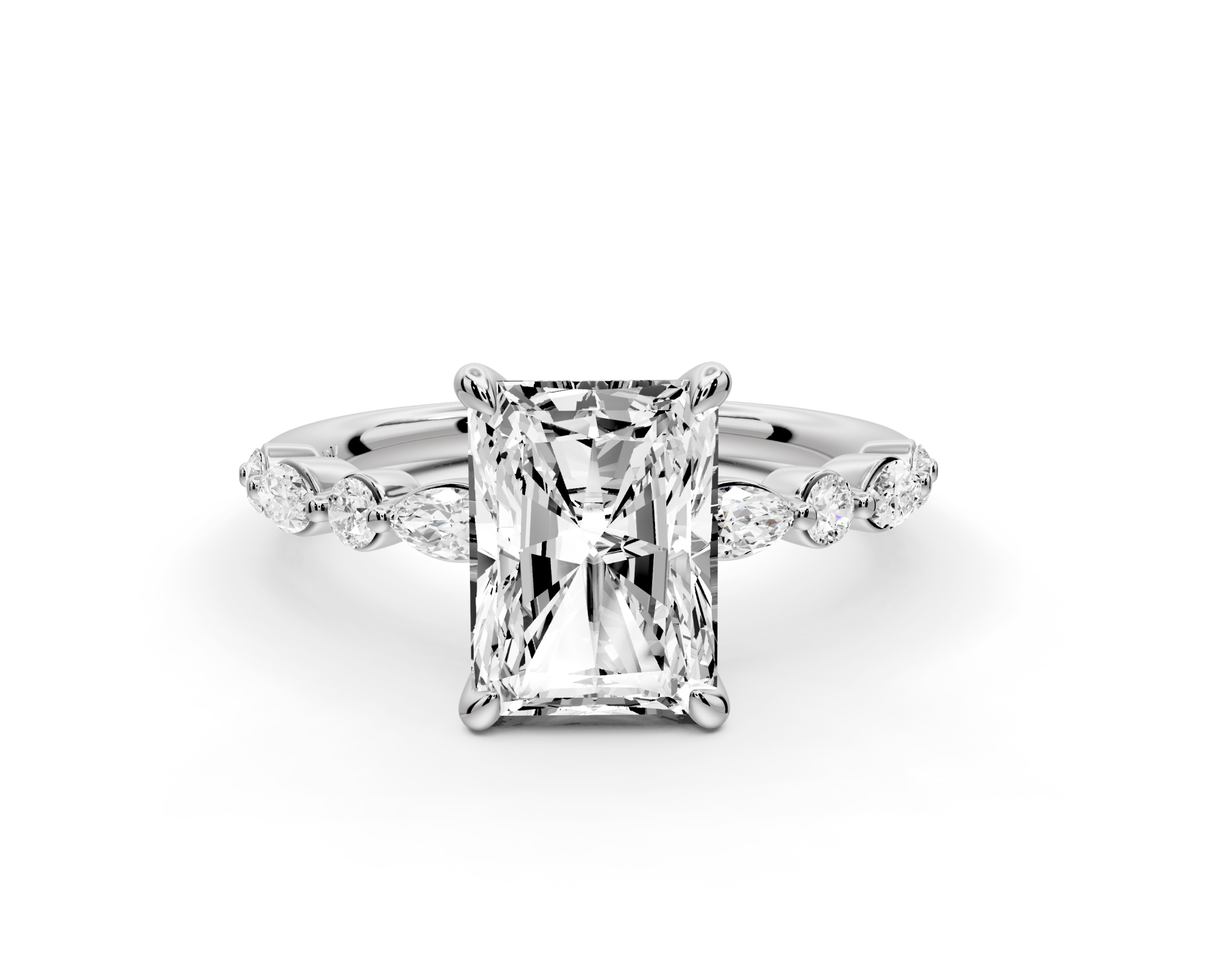 Radiant Cut Diamond Engagement Ring with Side Stones ( AJ107RA) - Mr. Alex Jewelry