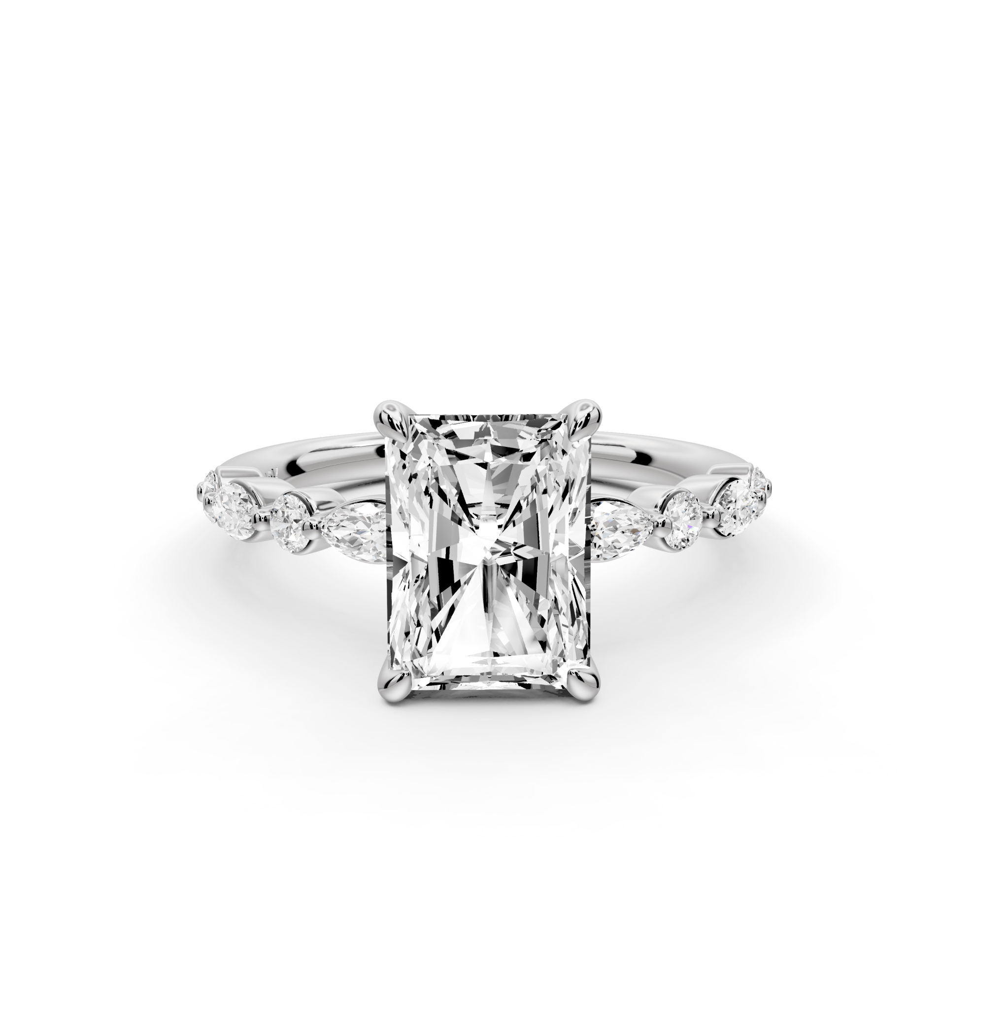 Radiant Cut Diamond Engagement Ring with Side Stones ( AJ107RA) - Mr. Alex Jewelry