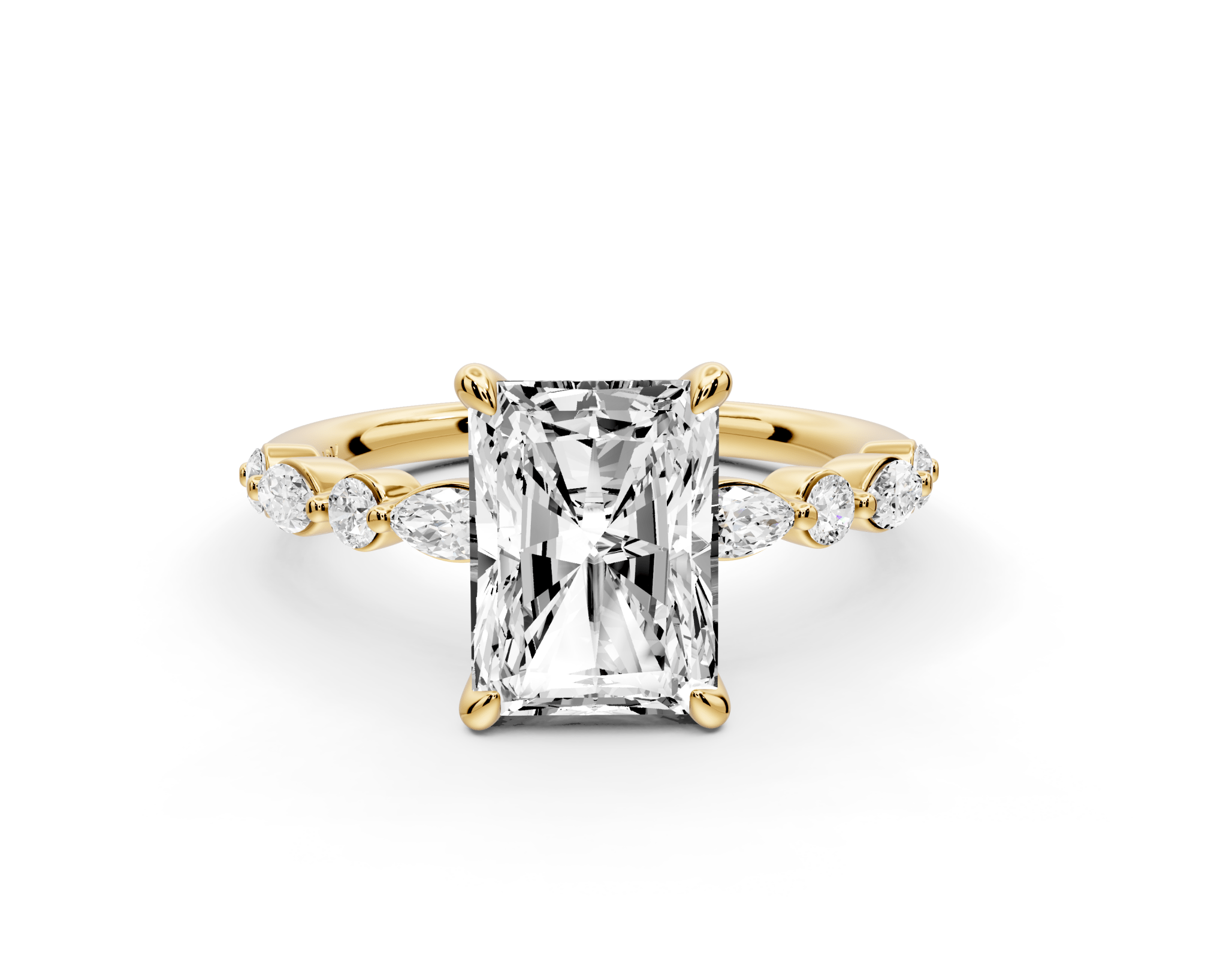 Radiant Cut Diamond Engagement Ring with Side Stones ( AJ107RA) - Mr. Alex Jewelry