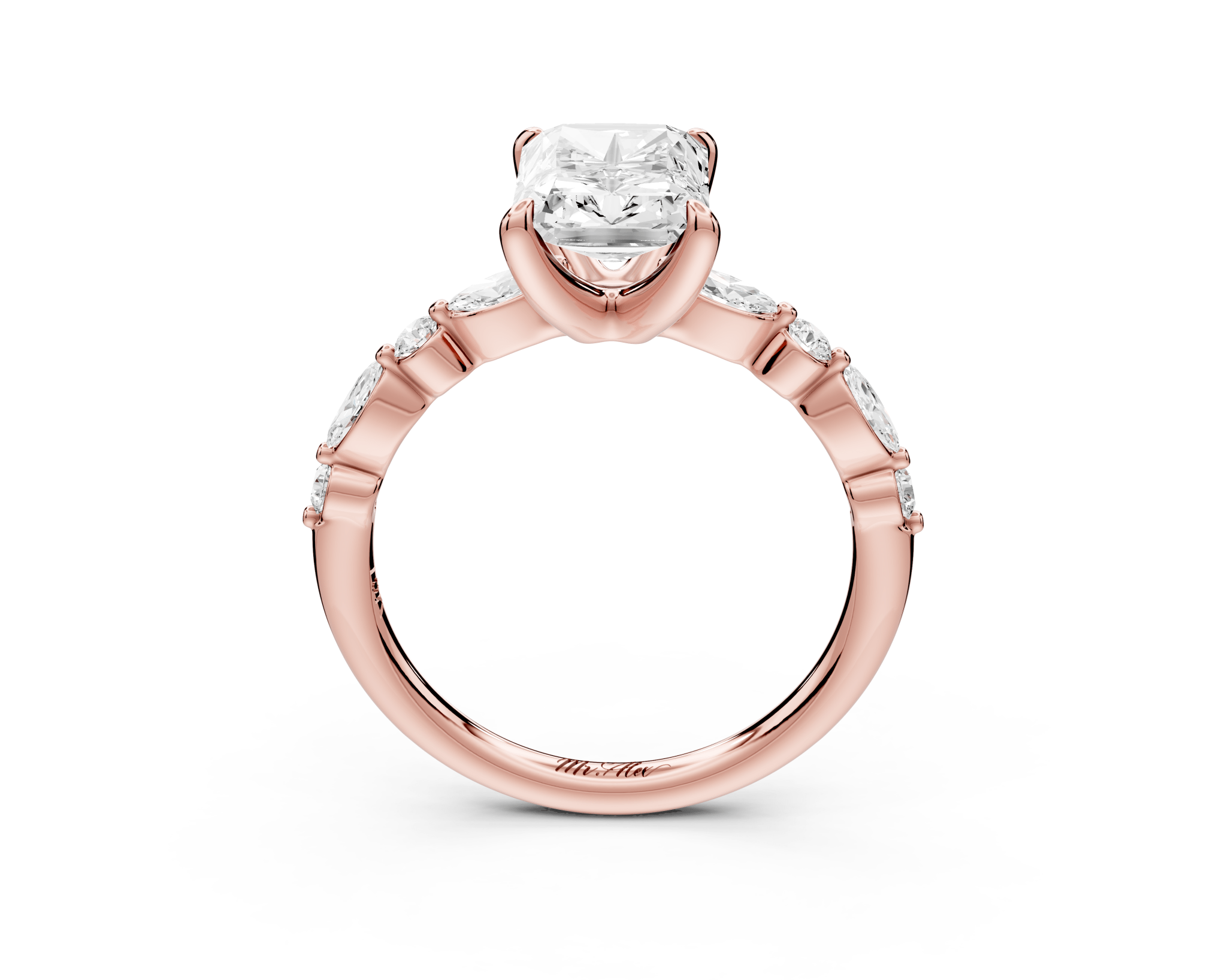 Radiant Cut Diamond Engagement Ring with Side Stones ( AJ107RA) - Mr. Alex Jewelry