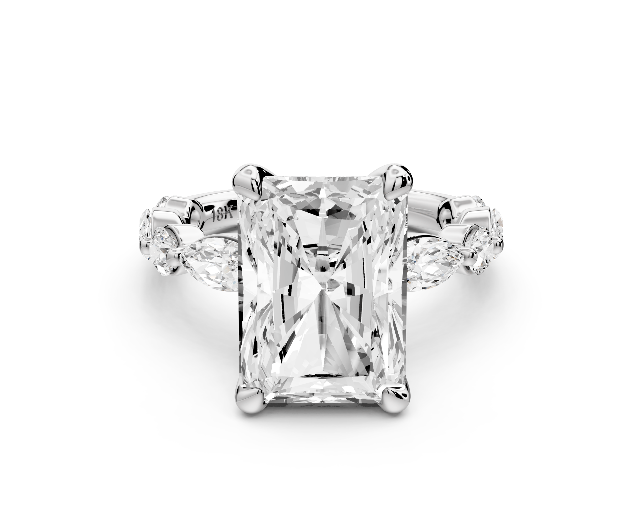 Radiant Cut Diamond Engagement Ring with Side Stones ( AJ107RA) - Mr. Alex Jewelry