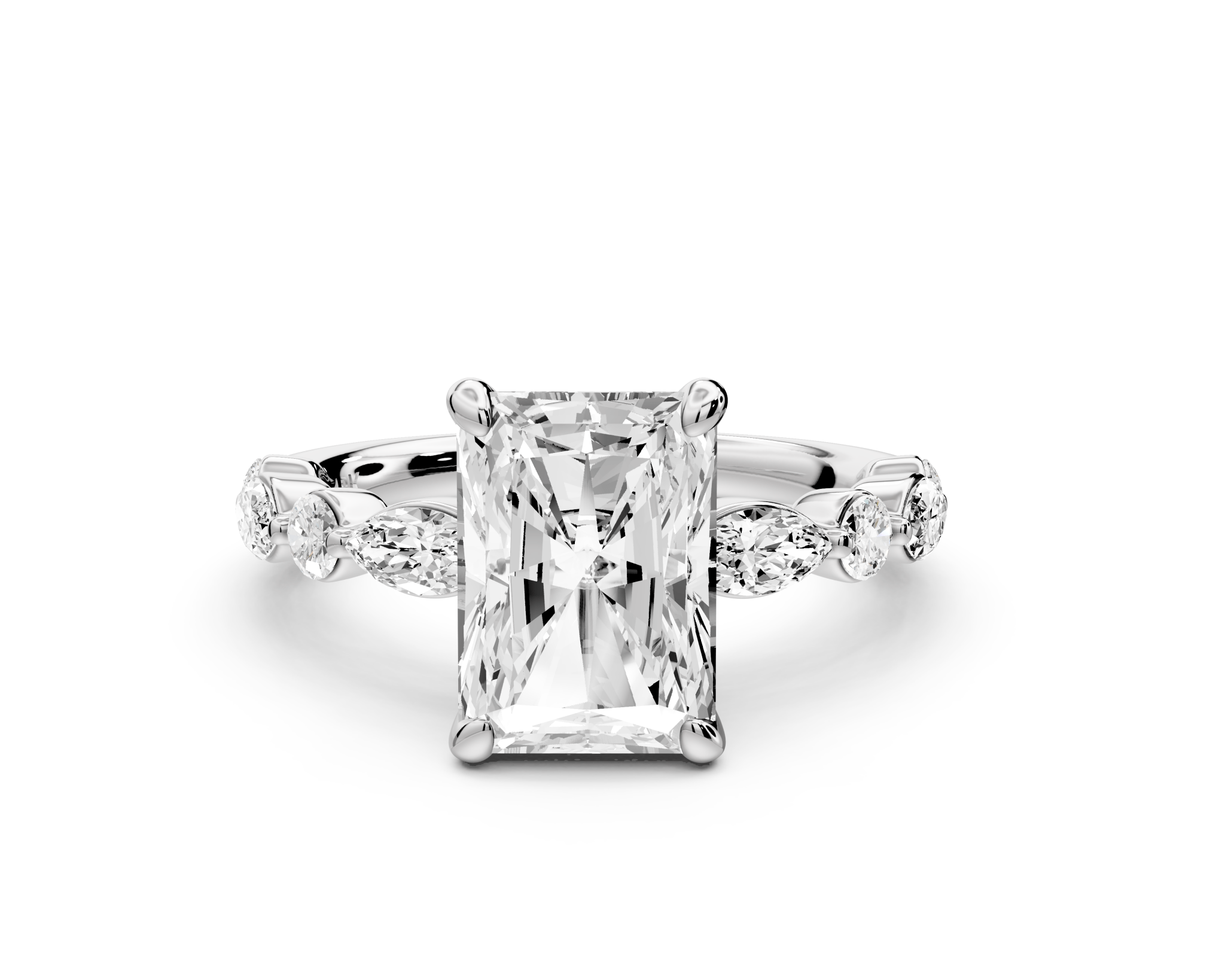 Radiant Cut Diamond Engagement Ring with Side Stones ( AJ107RA) - Mr. Alex Jewelry