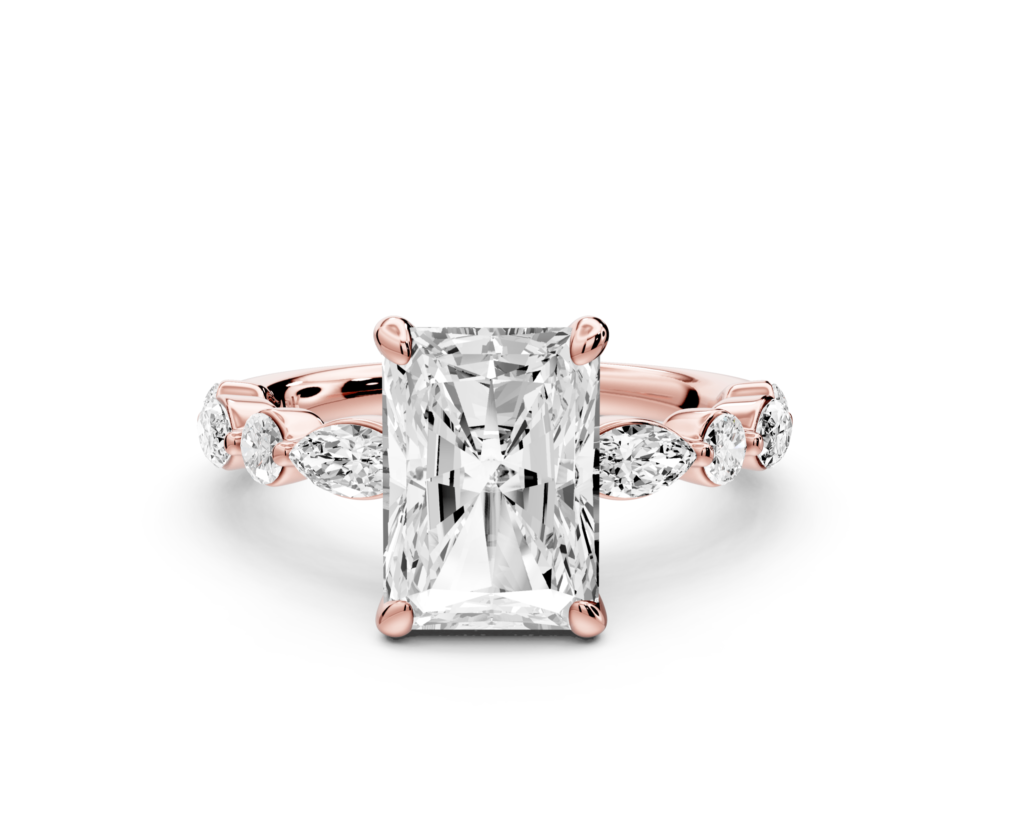 Radiant Cut Diamond Engagement Ring with Side Stones ( AJ107RA) - Mr. Alex Jewelry