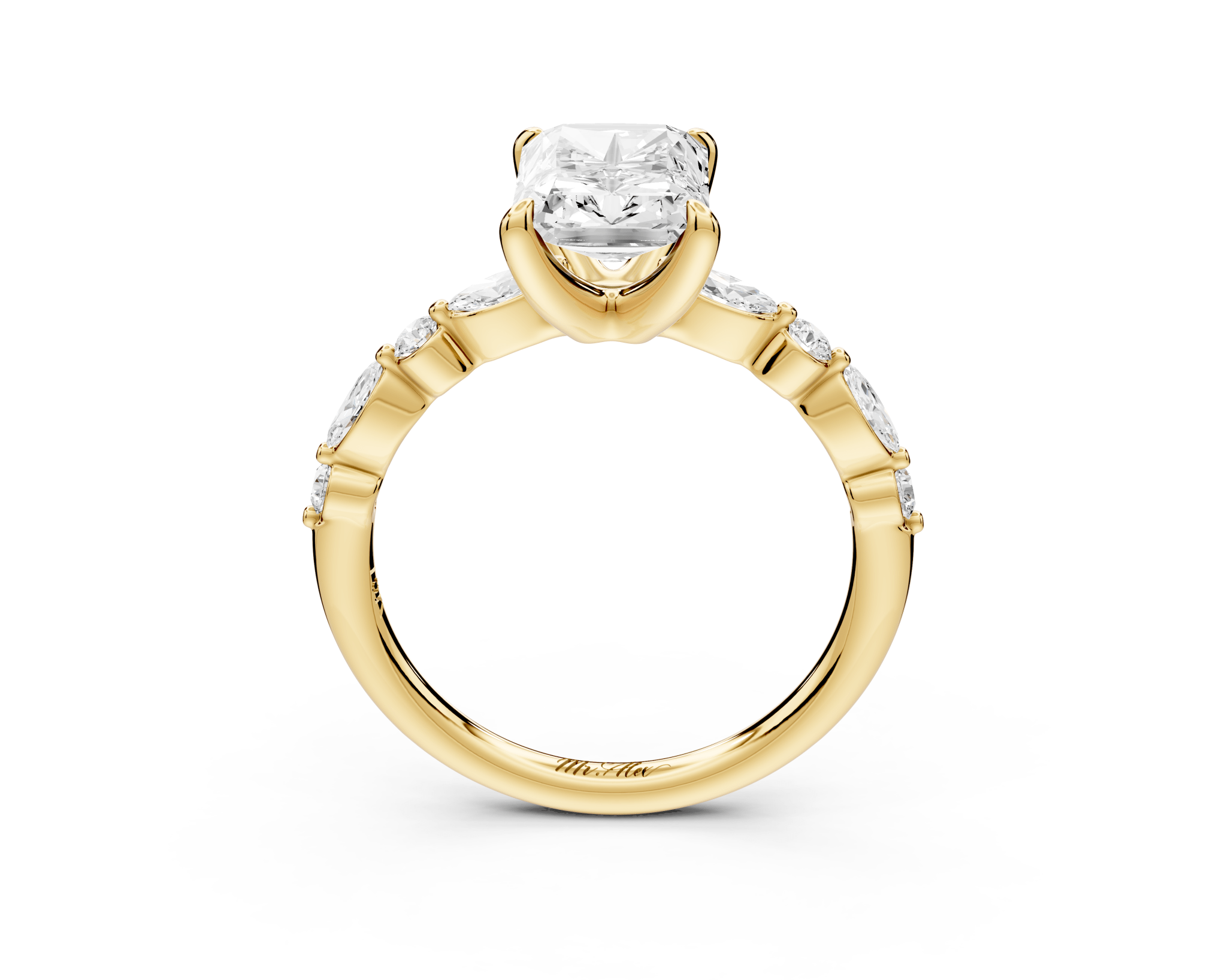 Radiant Cut Diamond Engagement Ring with Side Stones ( AJ107RA) - Mr. Alex Jewelry