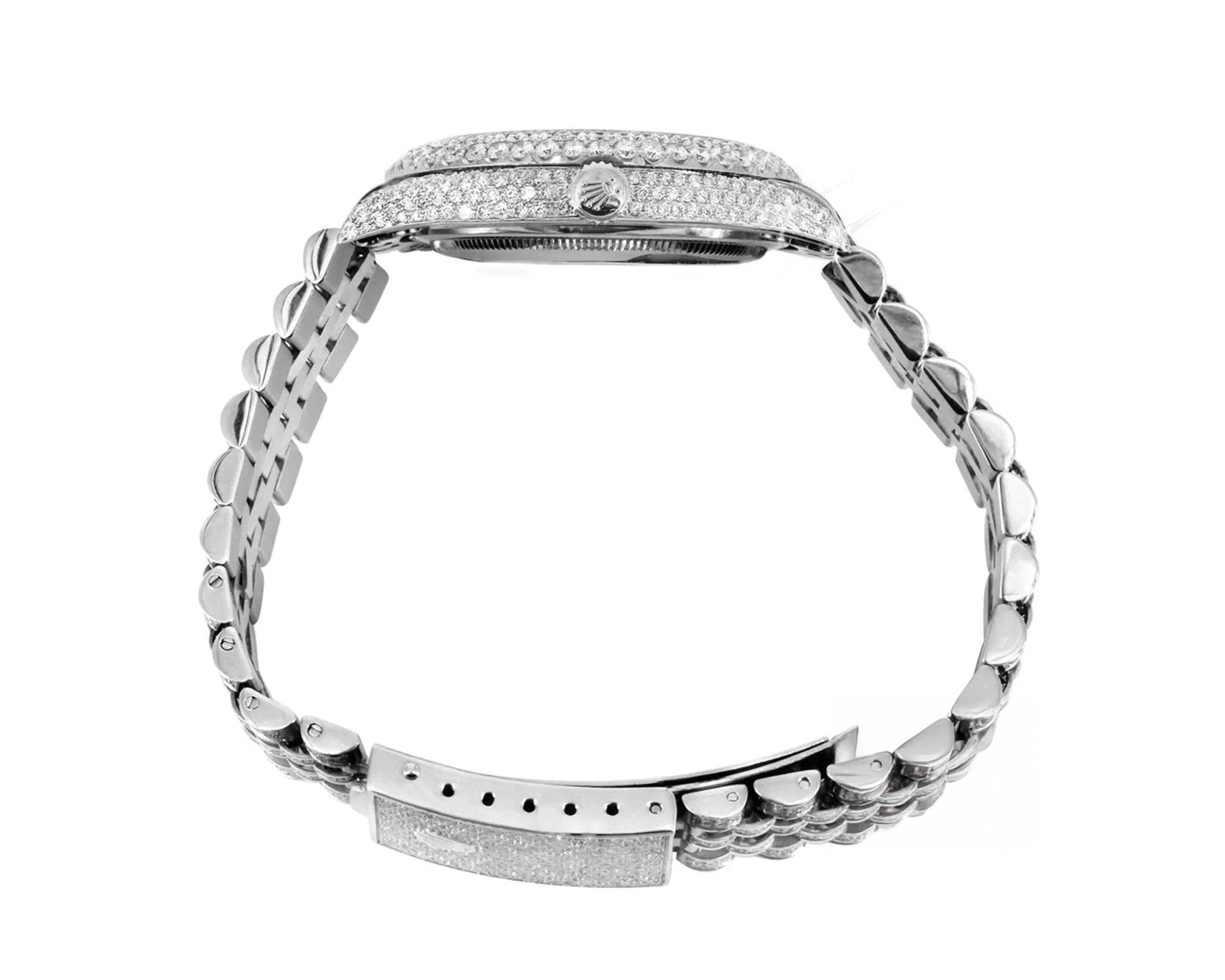 Rolex 36mm Date-just Full Diamonds - Custom Roman Dial 11.0ct - Mr. Alex Jewelry