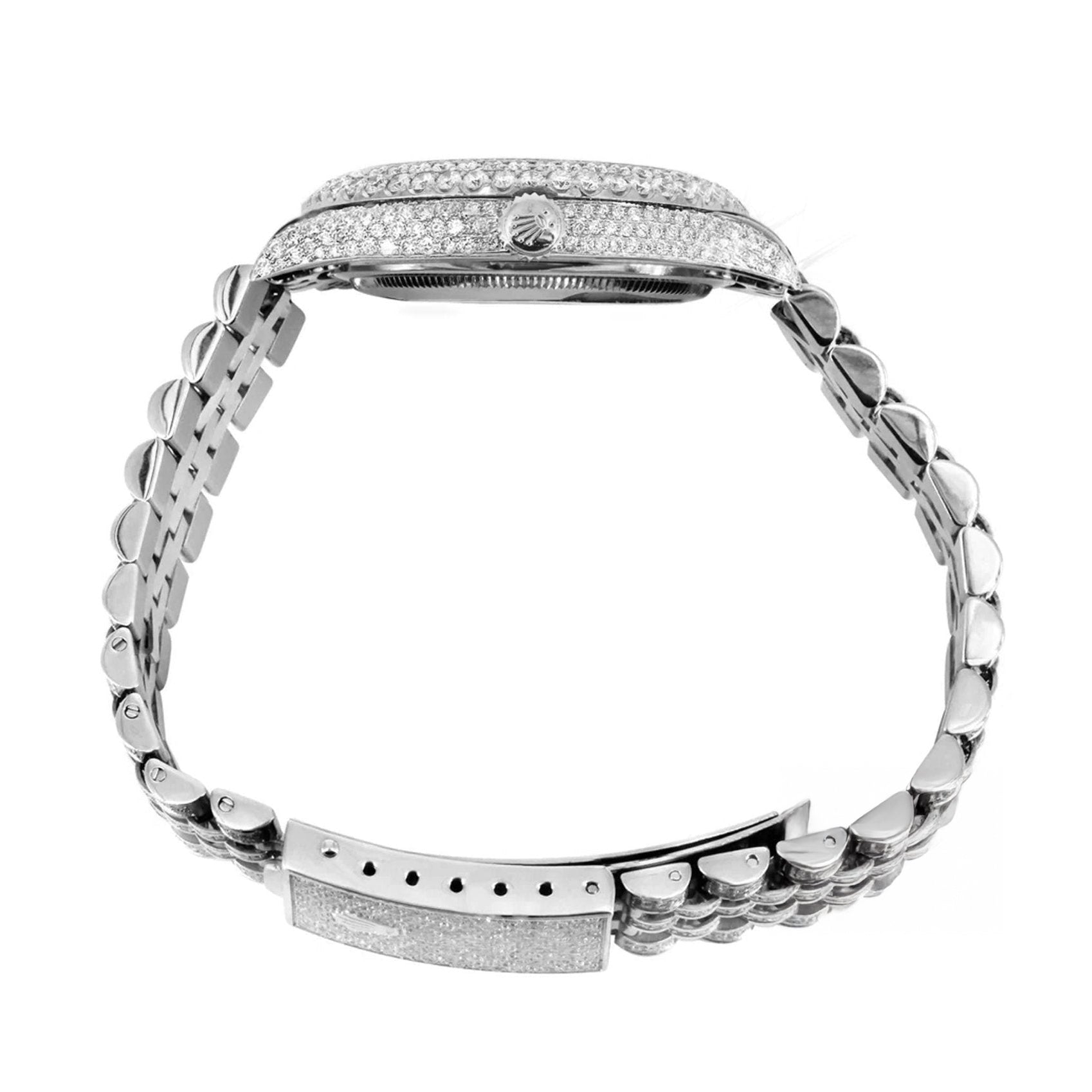 Rolex 36mm Date-just Full Diamonds - Custom Roman Dial 11.0ct - Mr. Alex Jewelry