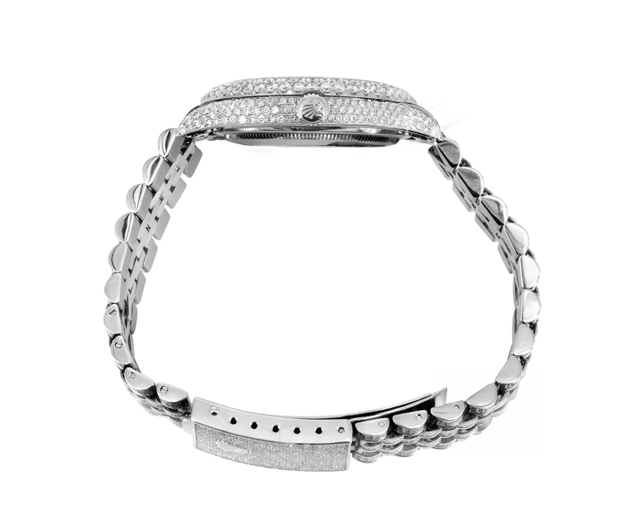 Rolex 36mm Date-just Full Diamonds - Custom Roman Dial 11.0ct - Mr. Alex Jewelry