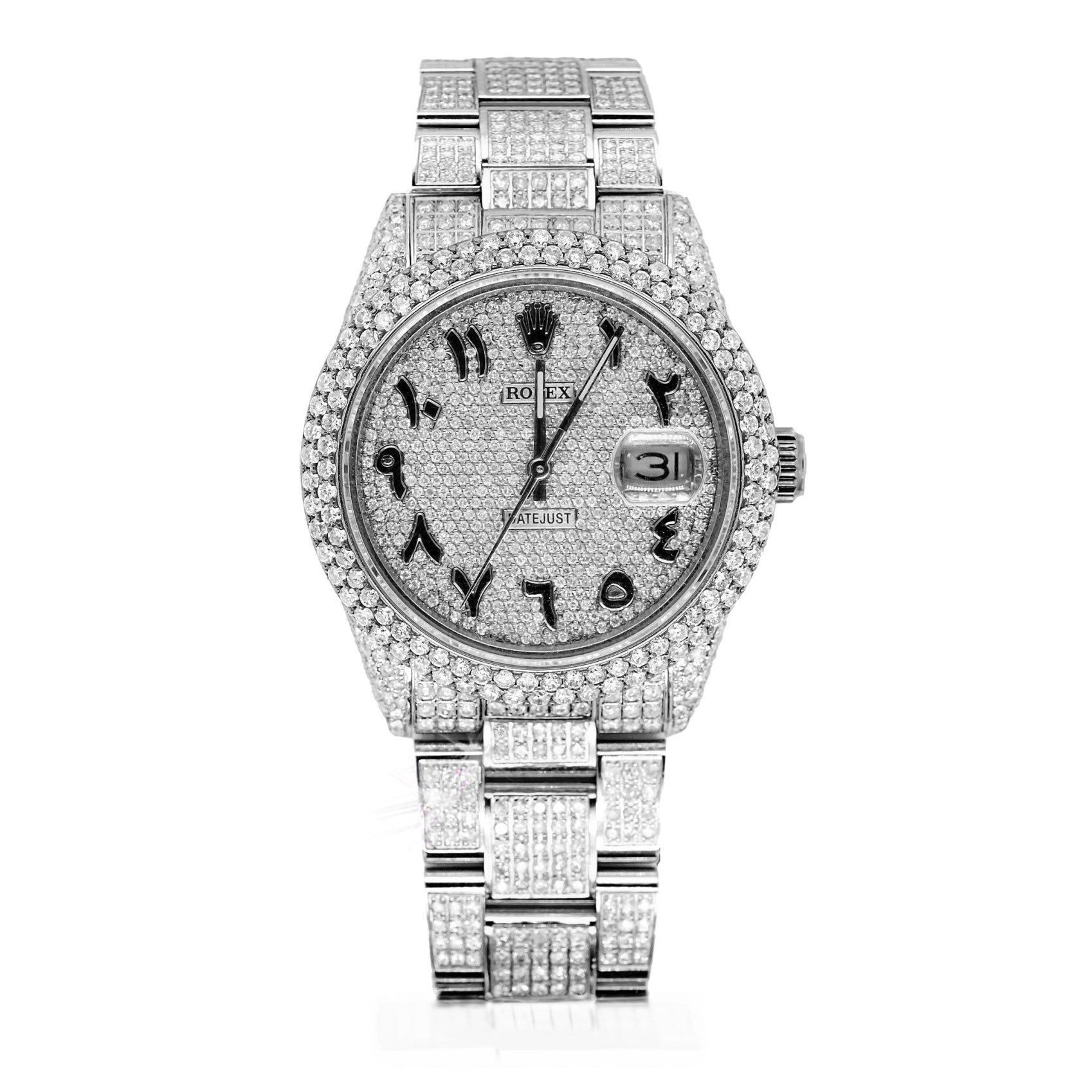 Rolex 36mm Datejust Full Diamonds - Custom Arabic Dial 11.0ct - Mr. Alex Jewelry