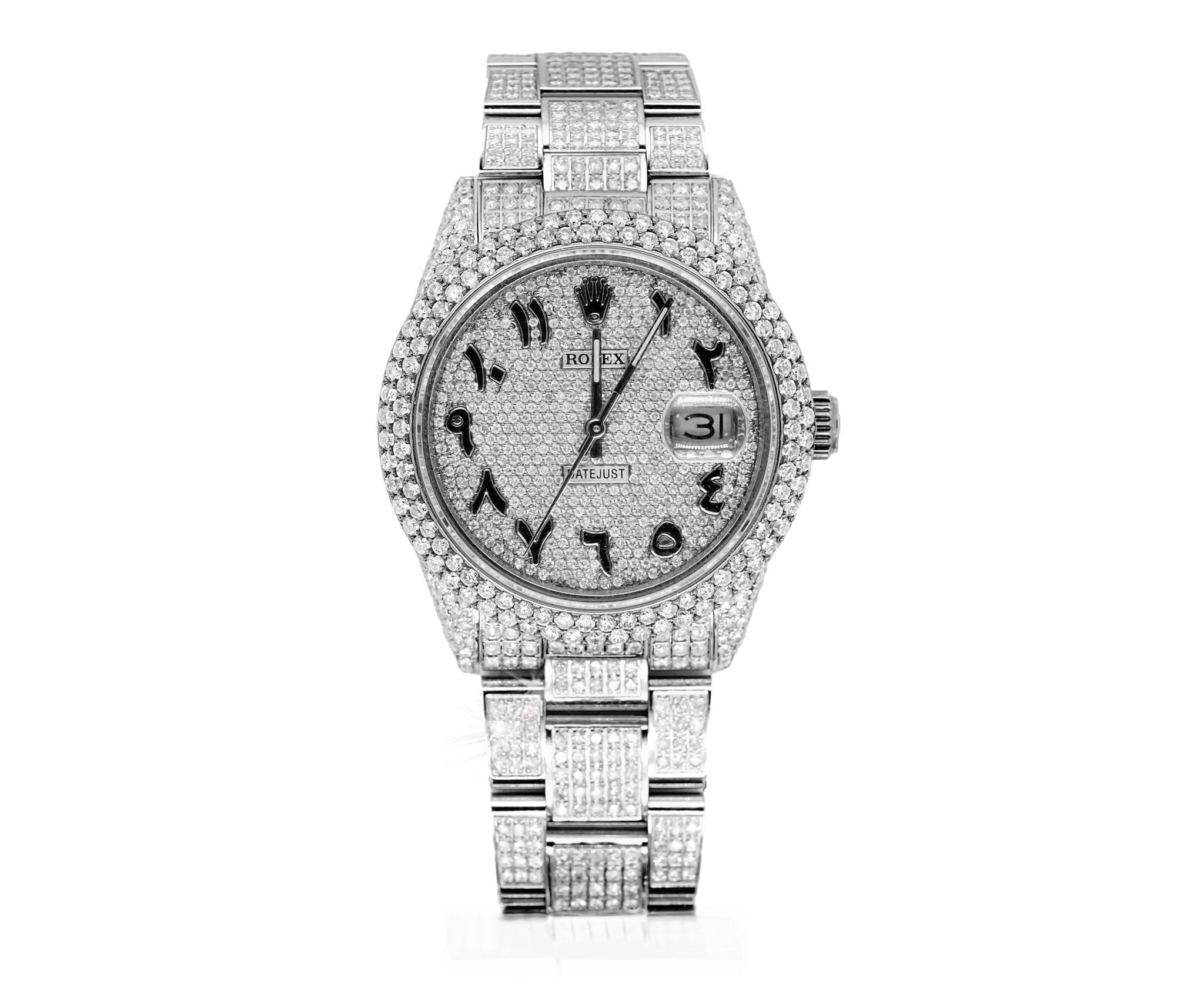 Rolex 36mm Datejust Full Diamonds - Custom Arabic Dial 11.0ct - Mr. Alex Jewelry