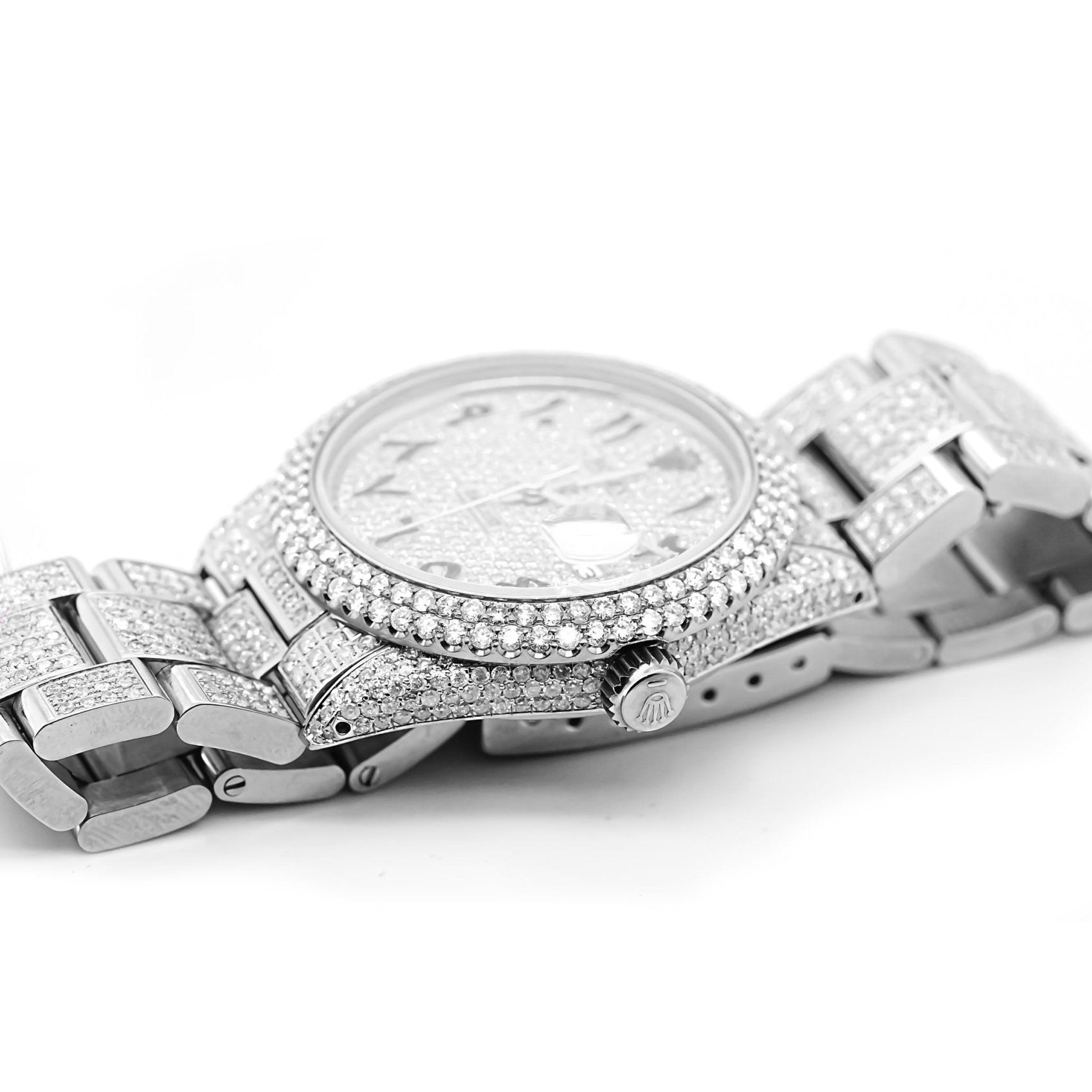 Rolex 36mm Datejust Full Diamonds - Custom Arabic Dial 11.0ct - Mr. Alex Jewelry