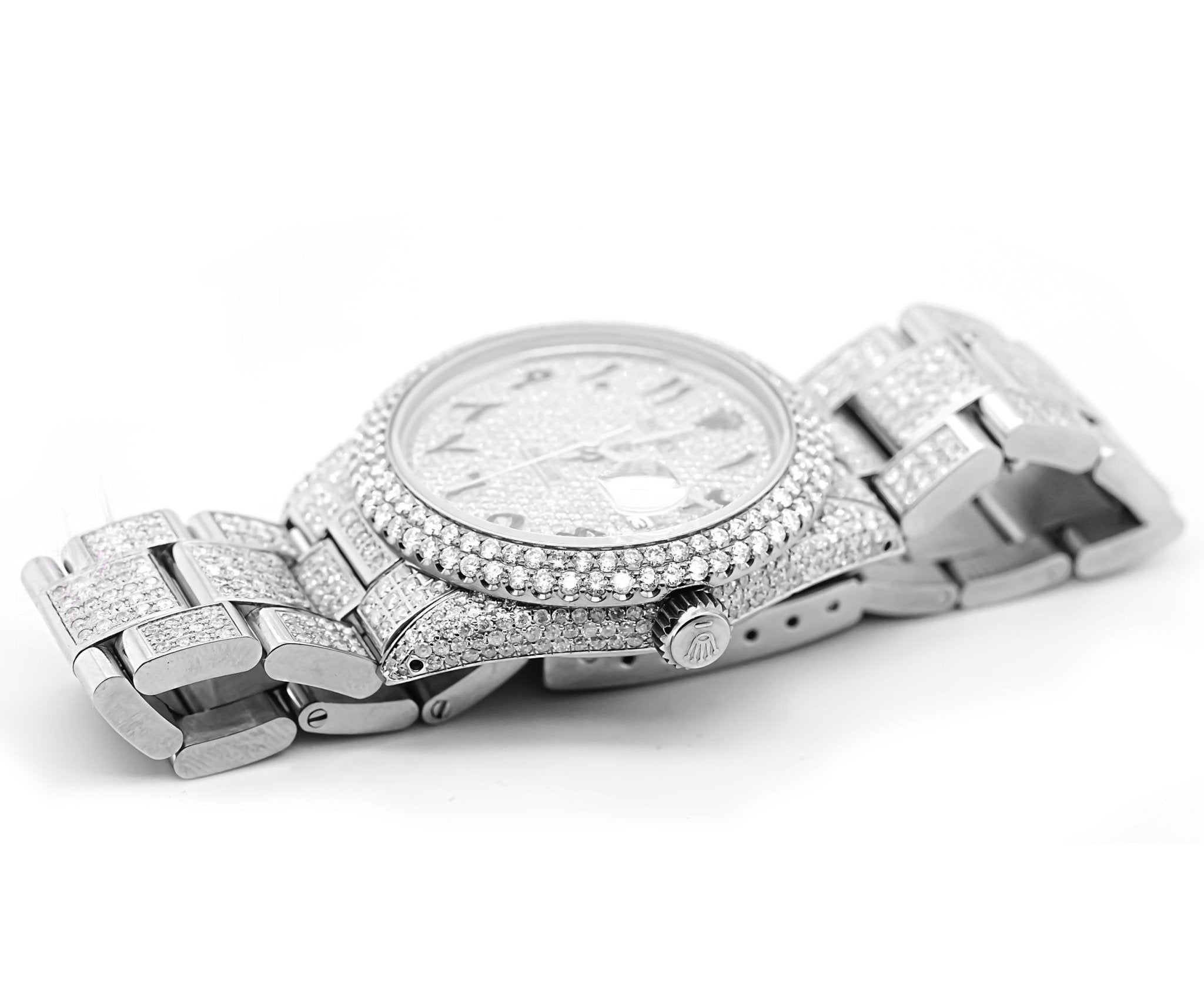 Rolex 36mm Datejust Full Diamonds - Custom Arabic Dial 11.0ct - Mr. Alex Jewelry