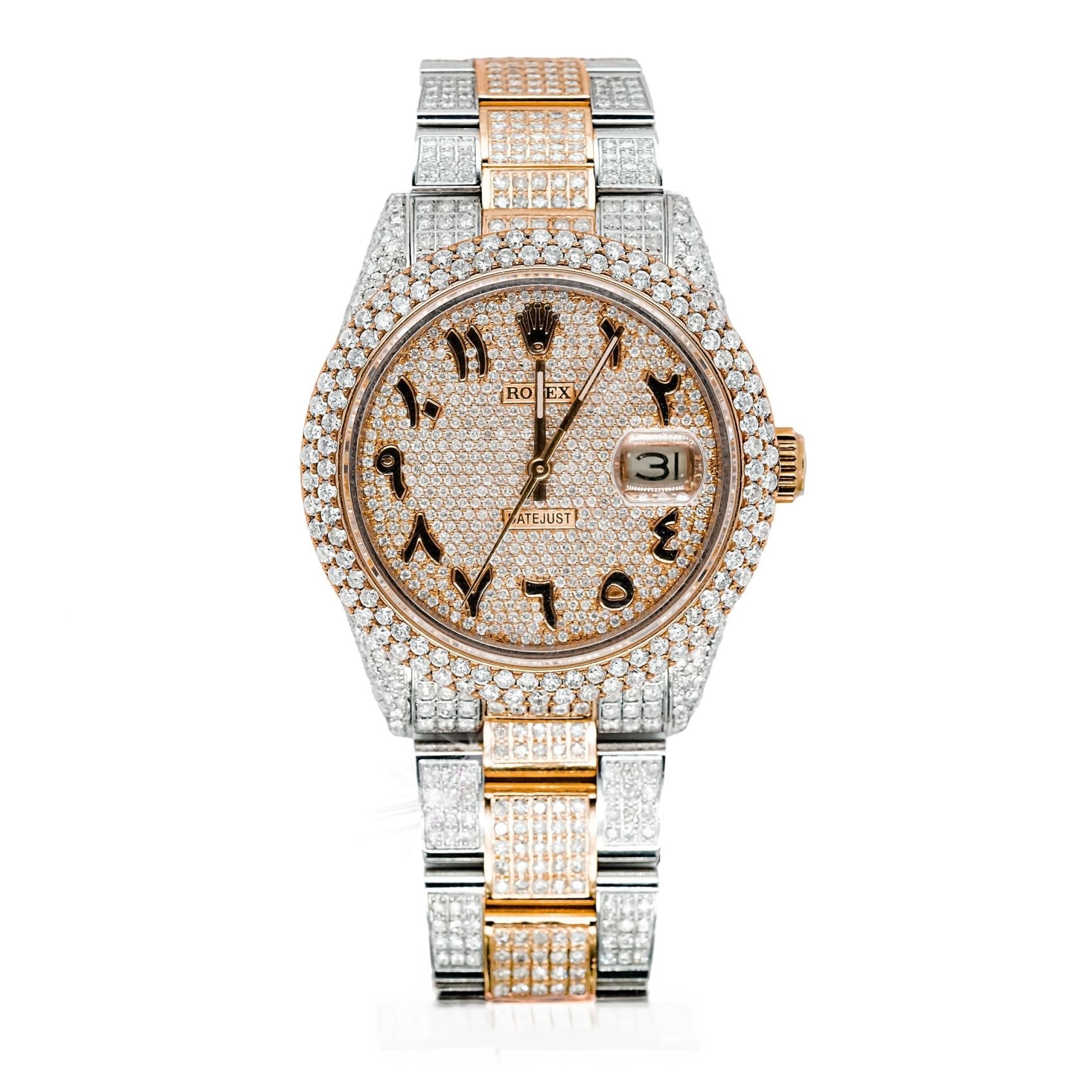 Rolex 36mm Datejust Full Diamonds - Custom Arabic Dial 11.0ct - Mr. Alex Jewelry