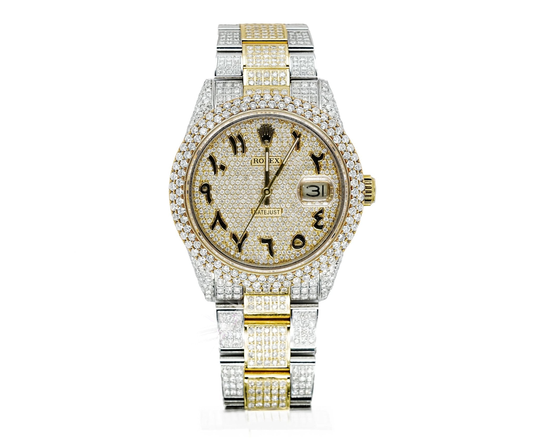 Rolex 36mm Datejust Full Diamonds - Custom Arabic Dial 11.0ct - Mr. Alex Jewelry